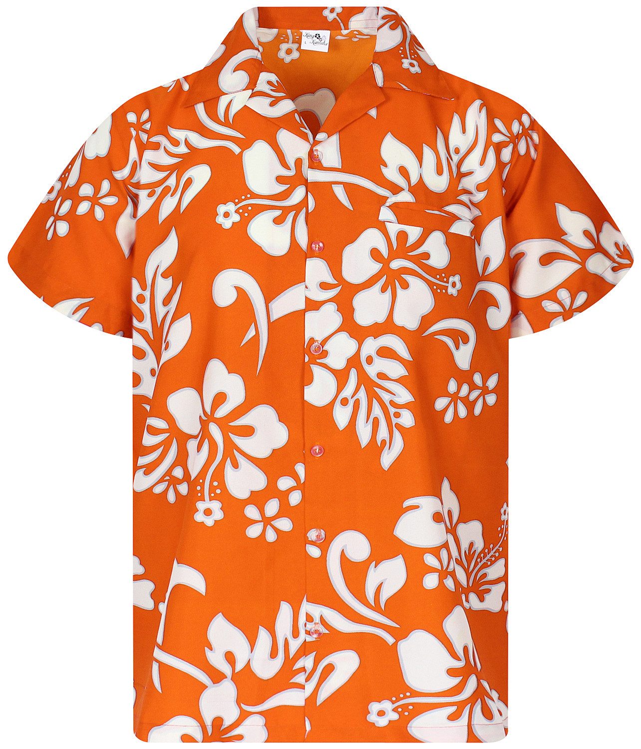 King Kameha Hawaiihemd "Hibiscus" Funky Hawaii-Hemd Herren Kurzarm Front-Tasche Stylish
