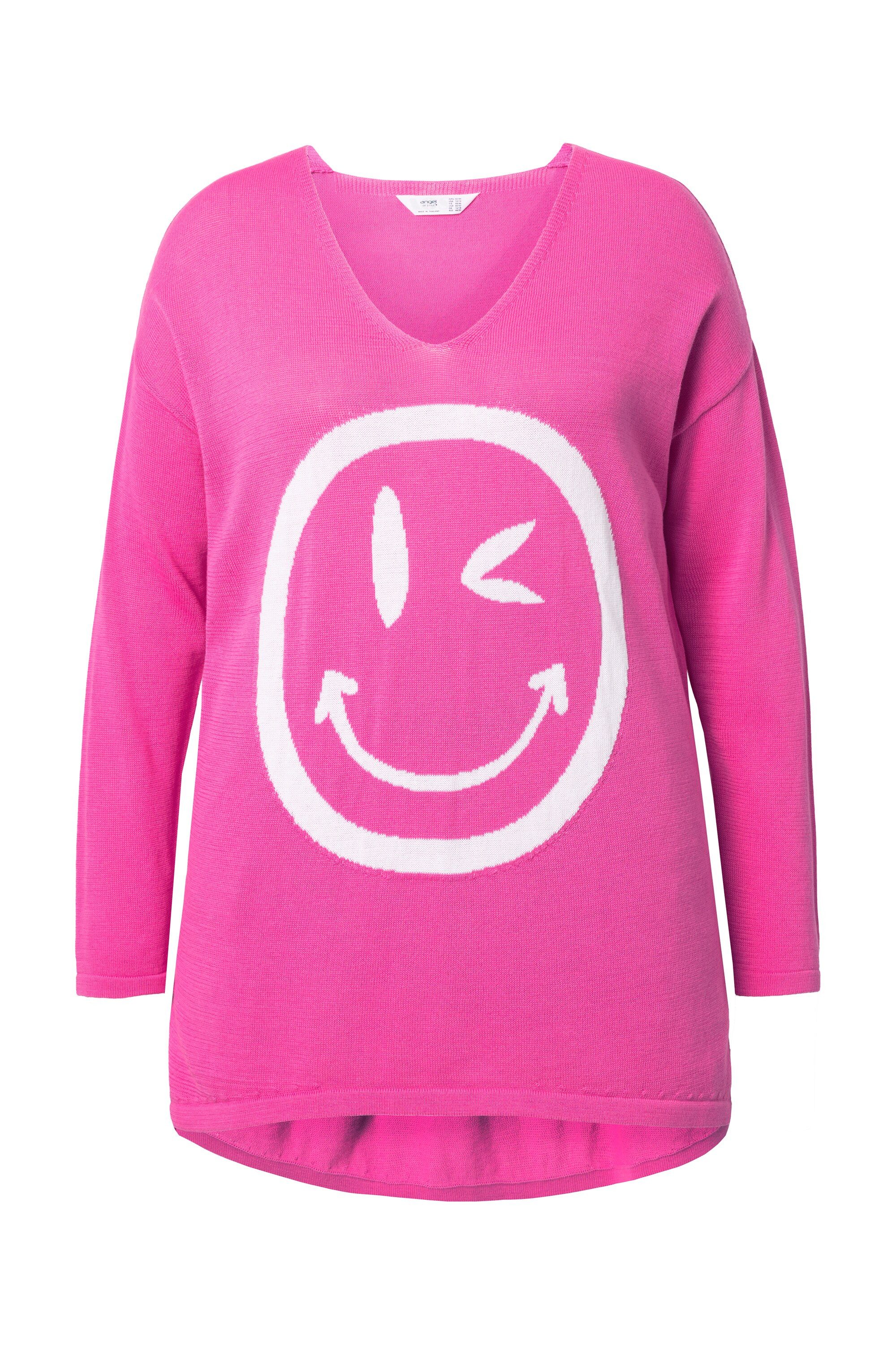 Angel of Style Strickpullover Pullover oversized Smiley V-Ausschnitt günstig online kaufen