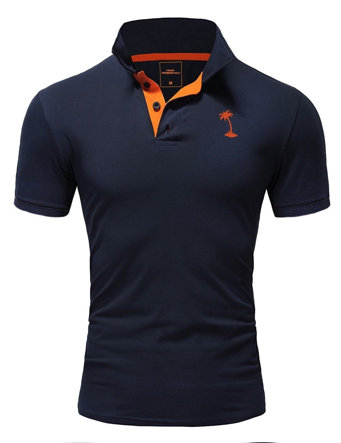 dunkelblau-orange Details kontrastfarbigen behype PALMSON Poloshirt mit