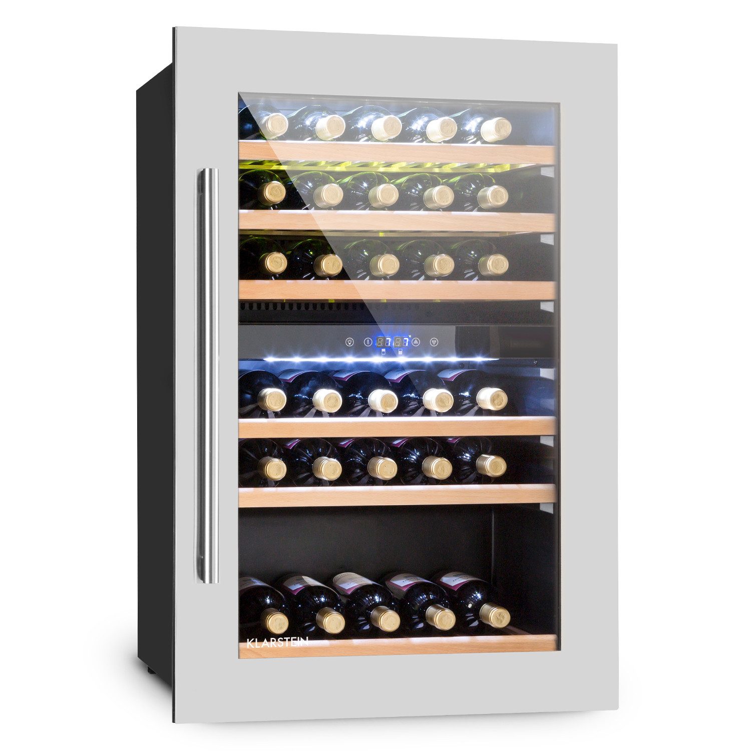 Klarstein Weinkühlschrank Vinsider 35 bottle D Weinkühlschrank, für 41 Standardflaschen á 0,75l,Wein Flaschenkühlschrank Weintemperierschrank Weinschrank Kühlschrank