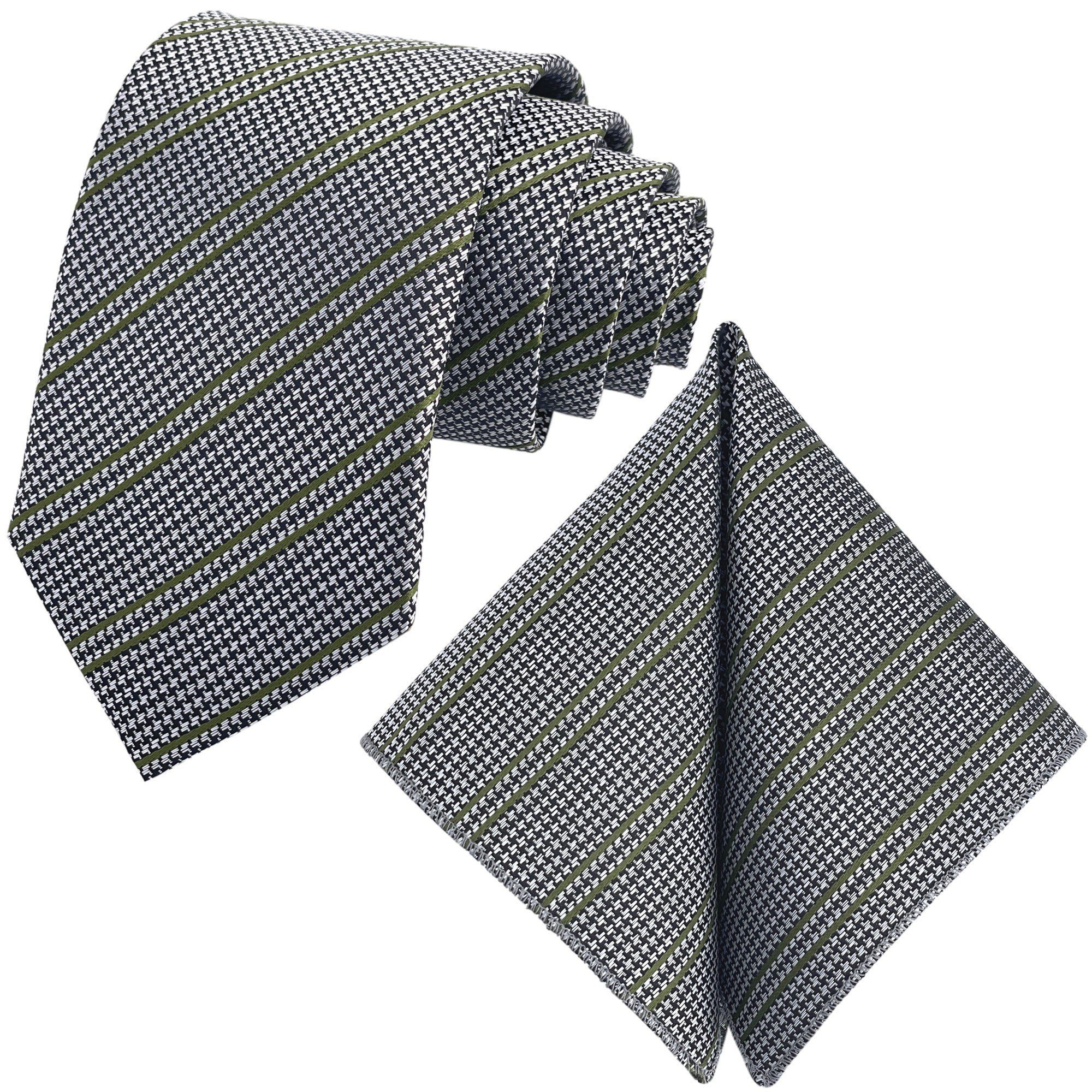 GASSANI Krawatte Hahnentritt-Muster Jacquard, Houndstooth Silber Grau (2er günstig online kaufen