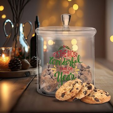 GRAVURZEILE Keksdose mit UV-Druck - It's the most wonderful Time of the Year, Glas, Handgefertigte Glasdose für Partner, Freunde & Familie zu Weihnachten