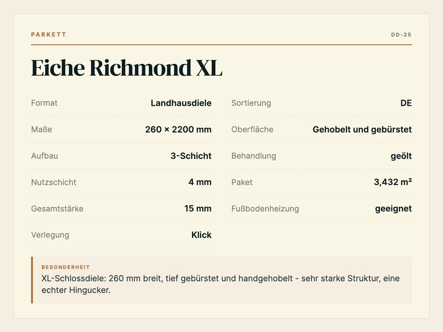 DielenDealer Parkett Musterstück Eiche Richmond XL geräuchert geölt Klick (ca. 19 × 28 cm), 1 Musterstück, ca. 19 × 28 cm – Bild 3 von 3