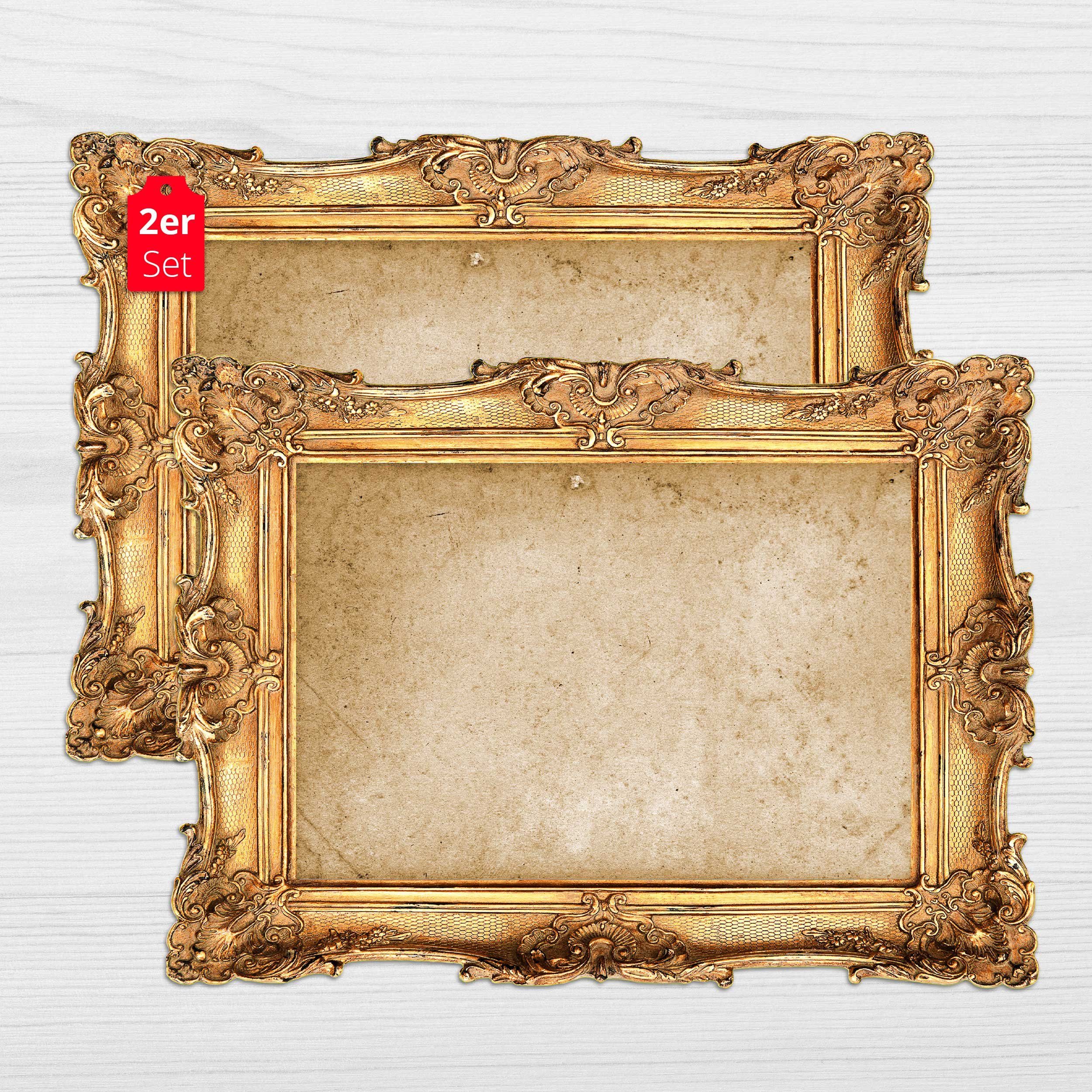Platzset, Tischset abwaschbar - Framepad "Florenz" in gold, framepad.de, (2-St., 44 x 32cm), Tischset in eleganter Bilderrahmen-Optik aus erstklassigem Vinyl