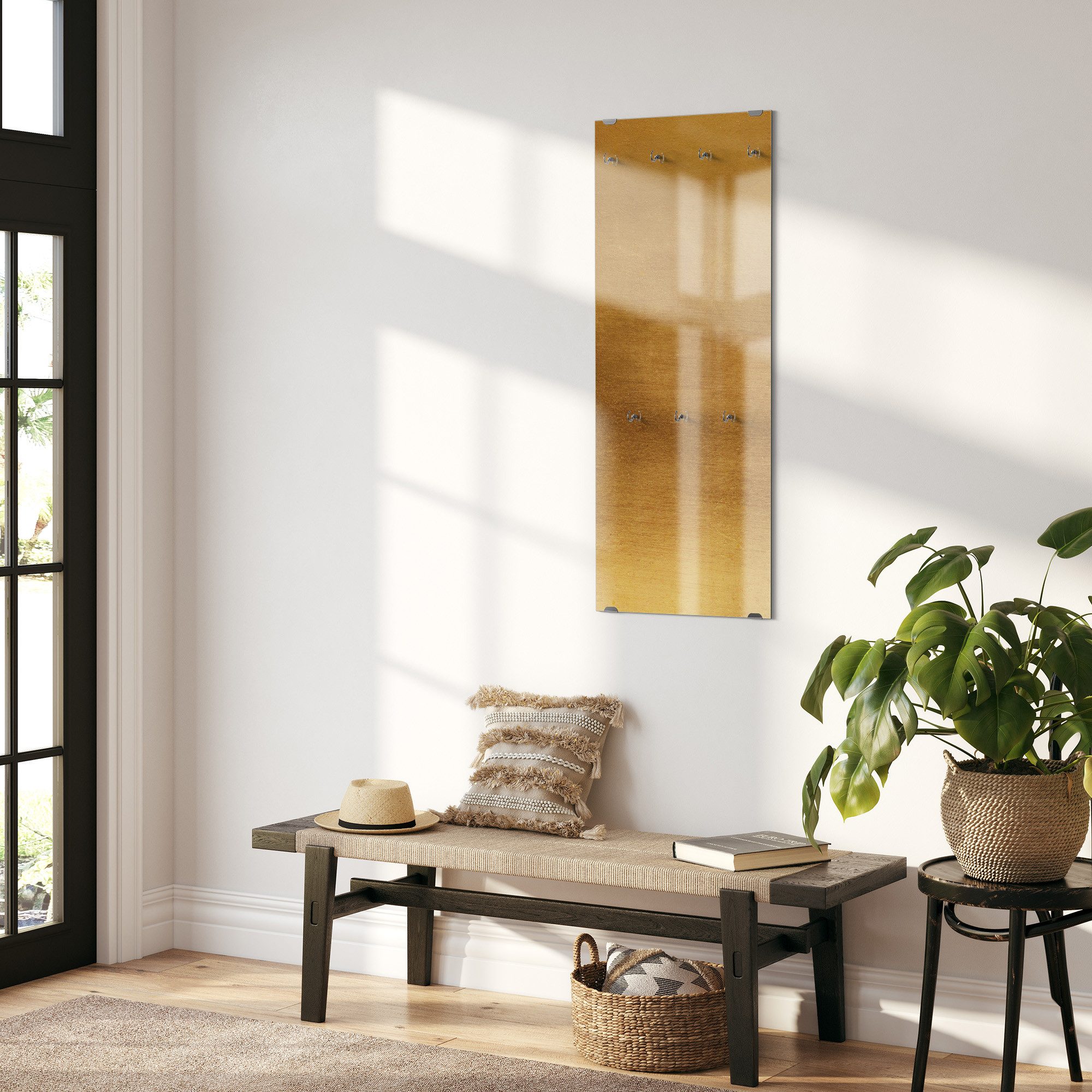 DEQORI Kleiderhaken 'Gebürstetes Goldblech', Glas Garderobe hängend Flur Jackenhalter modern Wandgarderobe Haken