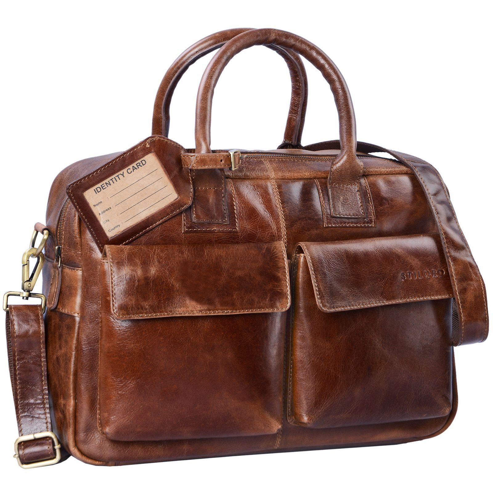 STILORD Laptoptasche "Carlo" Laptoptasche Leder Herren antik - braun