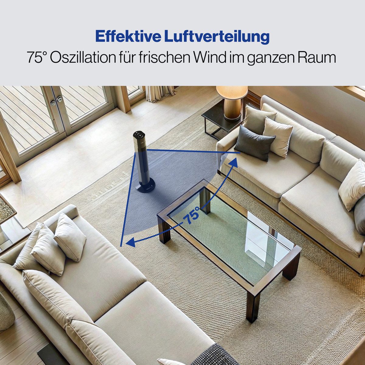 CLATRONIC Turmventilator TVL 3770, 78 cm mit Schwenkfunktion - 75° oszillierend