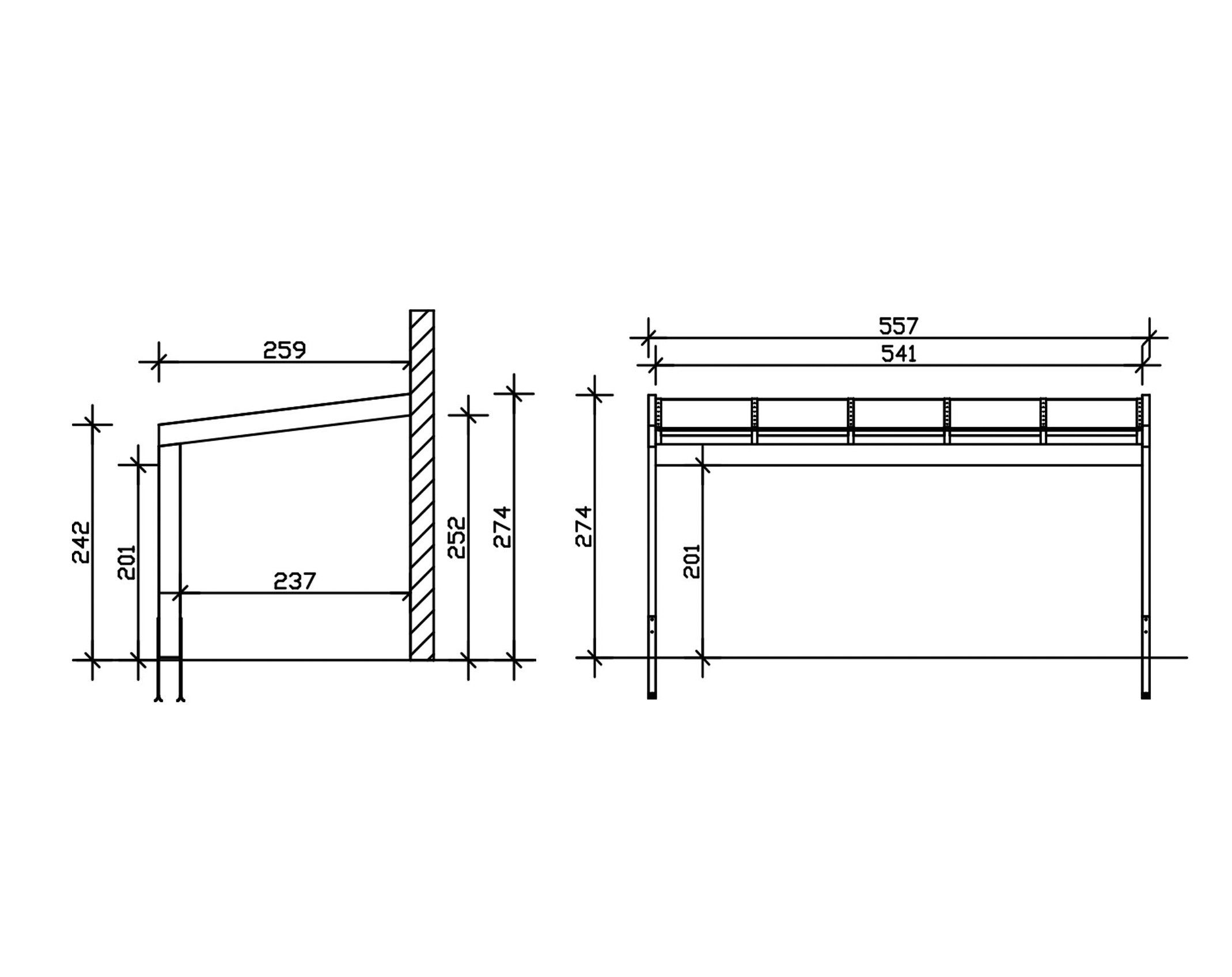 Skanholz Terrassendach Novara, BxT: 557x259 cm, Bedachung Doppelstegplatten, BxT: 557x259 cm