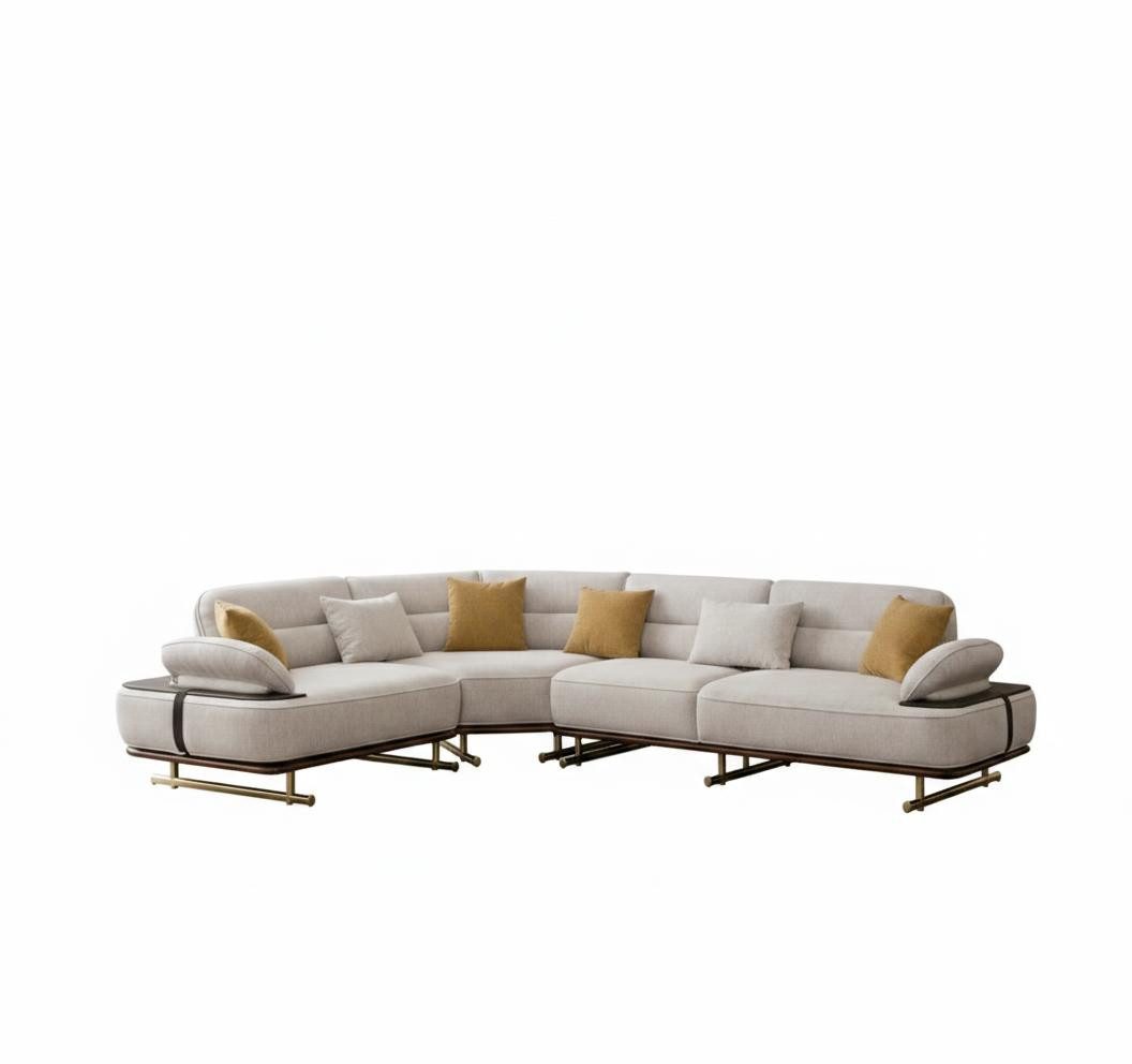 JVmoebel Ecksofa Ecksofa Modern Weiß Designer-Ecksofa Komfortabel Minimalismus Stoff, 1 Teile