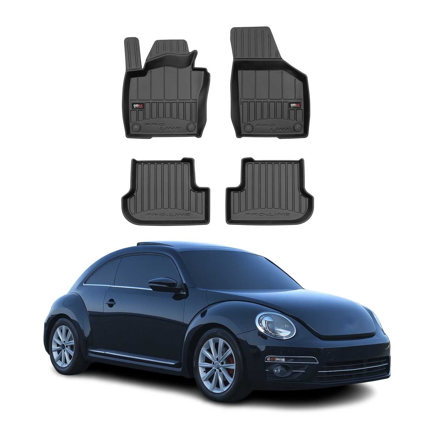Auto-Fußmatten für VW Beetle 2011-2019 Schwarz 4 tlg TPE