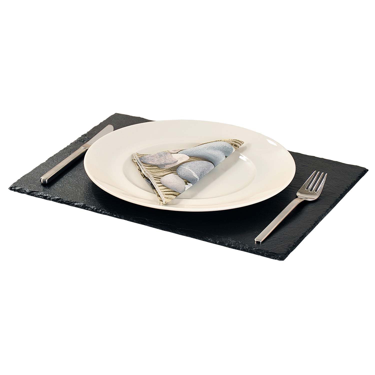 Kesper Servierbrett 5 Stück Buffetplatte aus Schiefer - 40 x 30 cm, Schiefer, (5-St), naturbelassener Rand