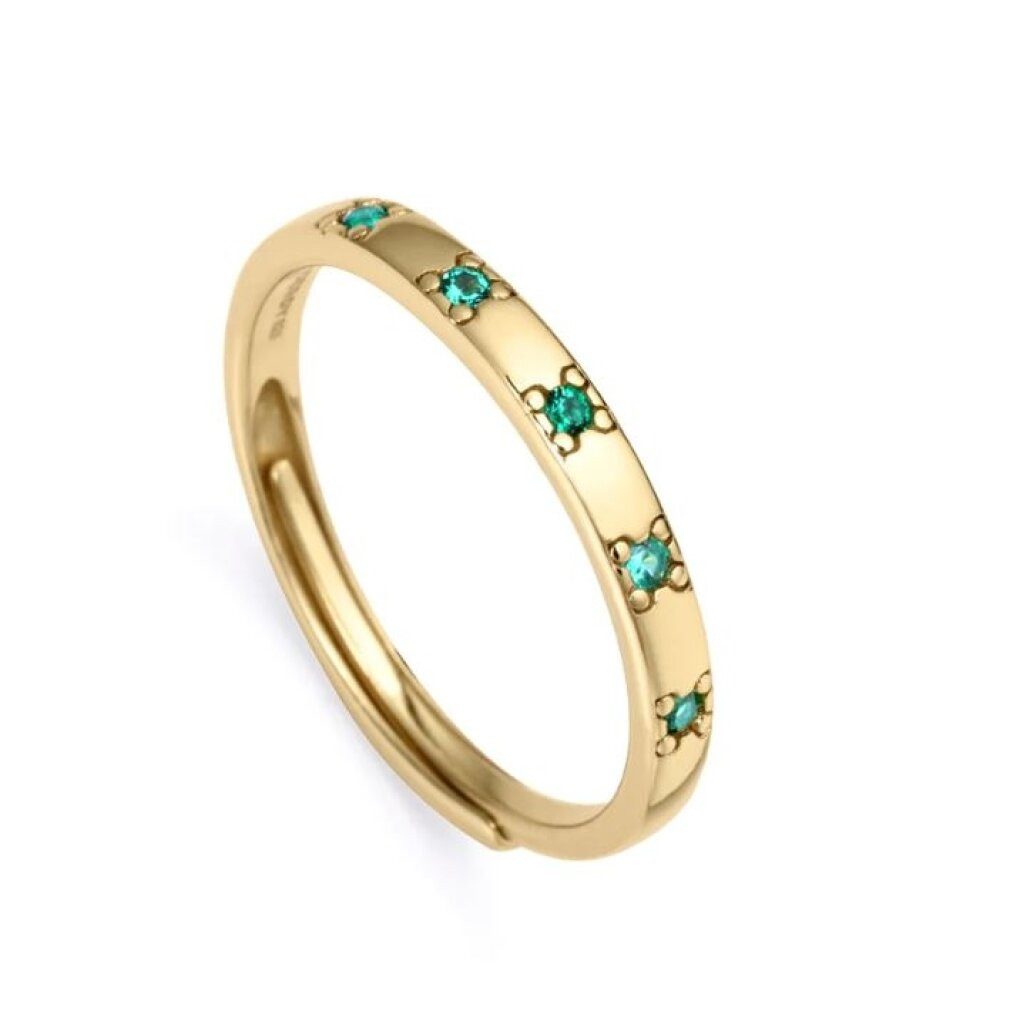 Viceroy Fingerring Vergoldeter Ring mit grünen Zirkonen Trend 9119A01 Größe 55 mm