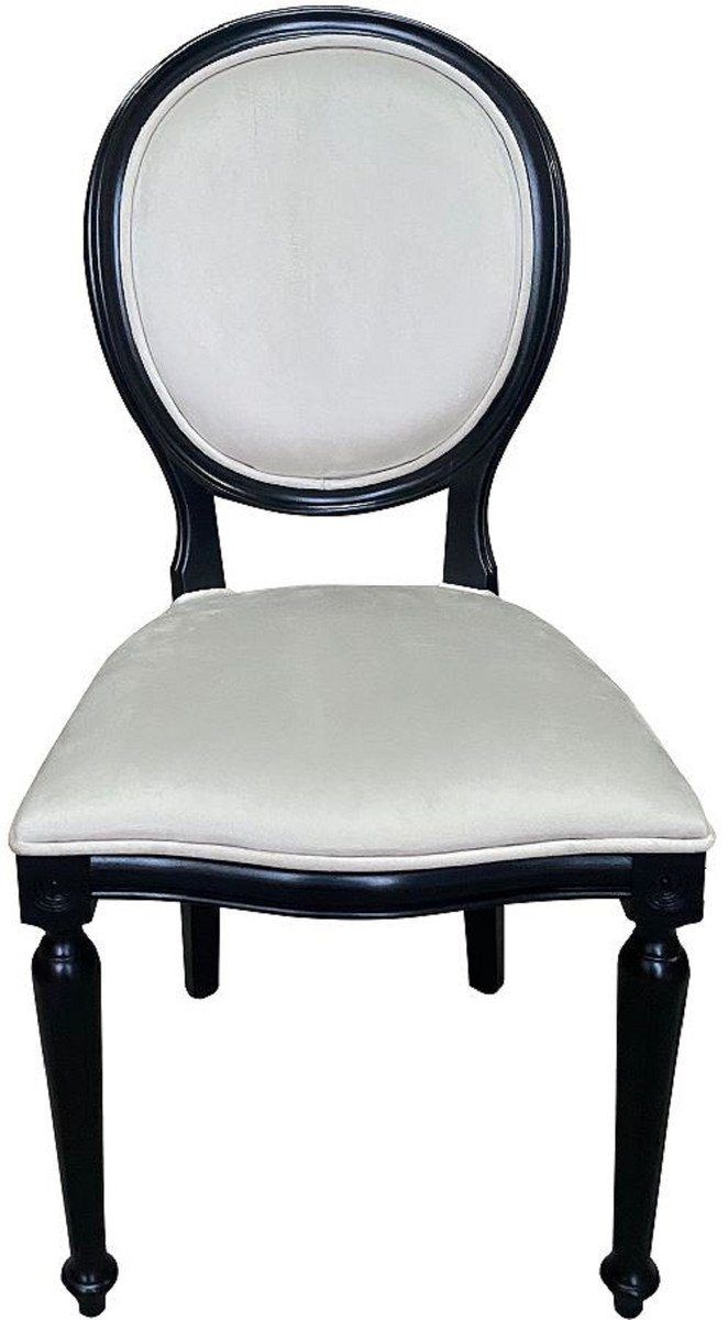 Barock Padrino Barockstil Handgefertigter Antik im Stuhl / Esszimmer Esszimmer Casa Stil - Möbel Stuhl Creme Schwarz Esszimmerstuhl -