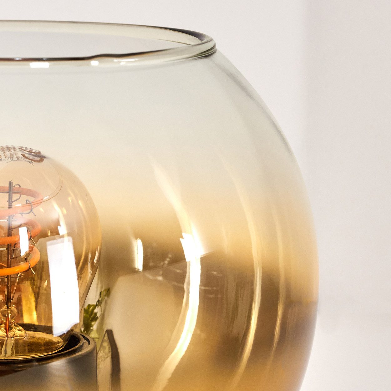 hofstein Tischleuchte Tischlampe aus Metall/Glas in Schwarz/Gold/Klar, ohne Leuchtmittel, mit Glasschrim(15cm), Schalter am Kabel, 1 x E27, ohne Leuchtmittel
