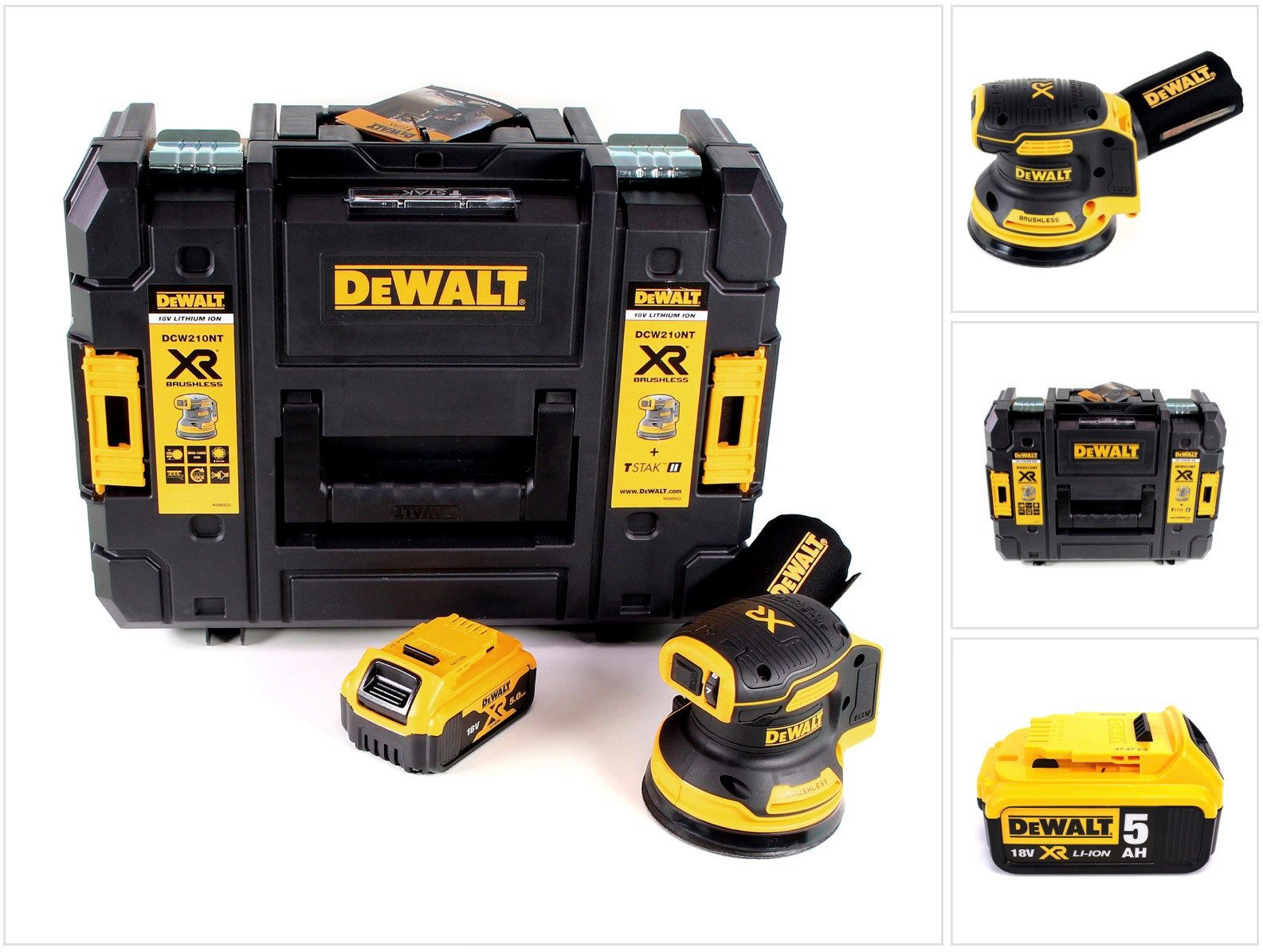 DeWalt Akku-Exzenterschleifer DCW 210 NT Akku Exzenterschleifer 18V 125mm Brushless + 1x Akku 5,0Ah