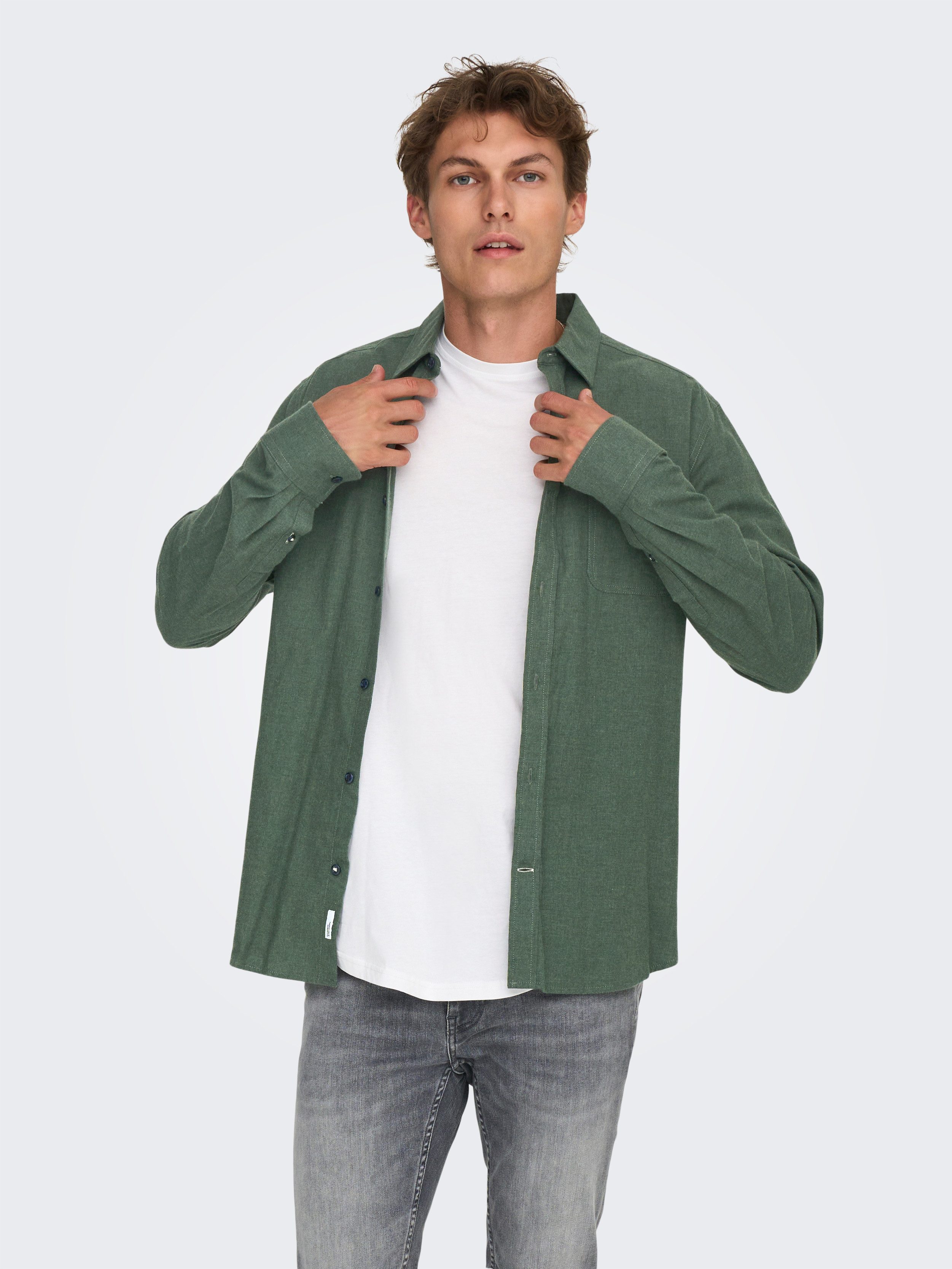 ONLY & SONS Langarmhemd ONSROAD LIFE REG MELANGE LS SHIRT NOOS günstig online kaufen