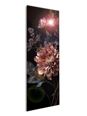 artissimo Glasbild Glasbild 30x80cm Bild aus Glas Wohnzimmer schwarz ausgefallen modern, Vintage Flowers: Opulente Blüten II
