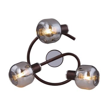 etc-shop Deckenspot, Leuchtmittel nicht inklusive, Decken Lampe Leuchte Beleuchtung Metall Bronze Chrom Glas Wohn Ess
