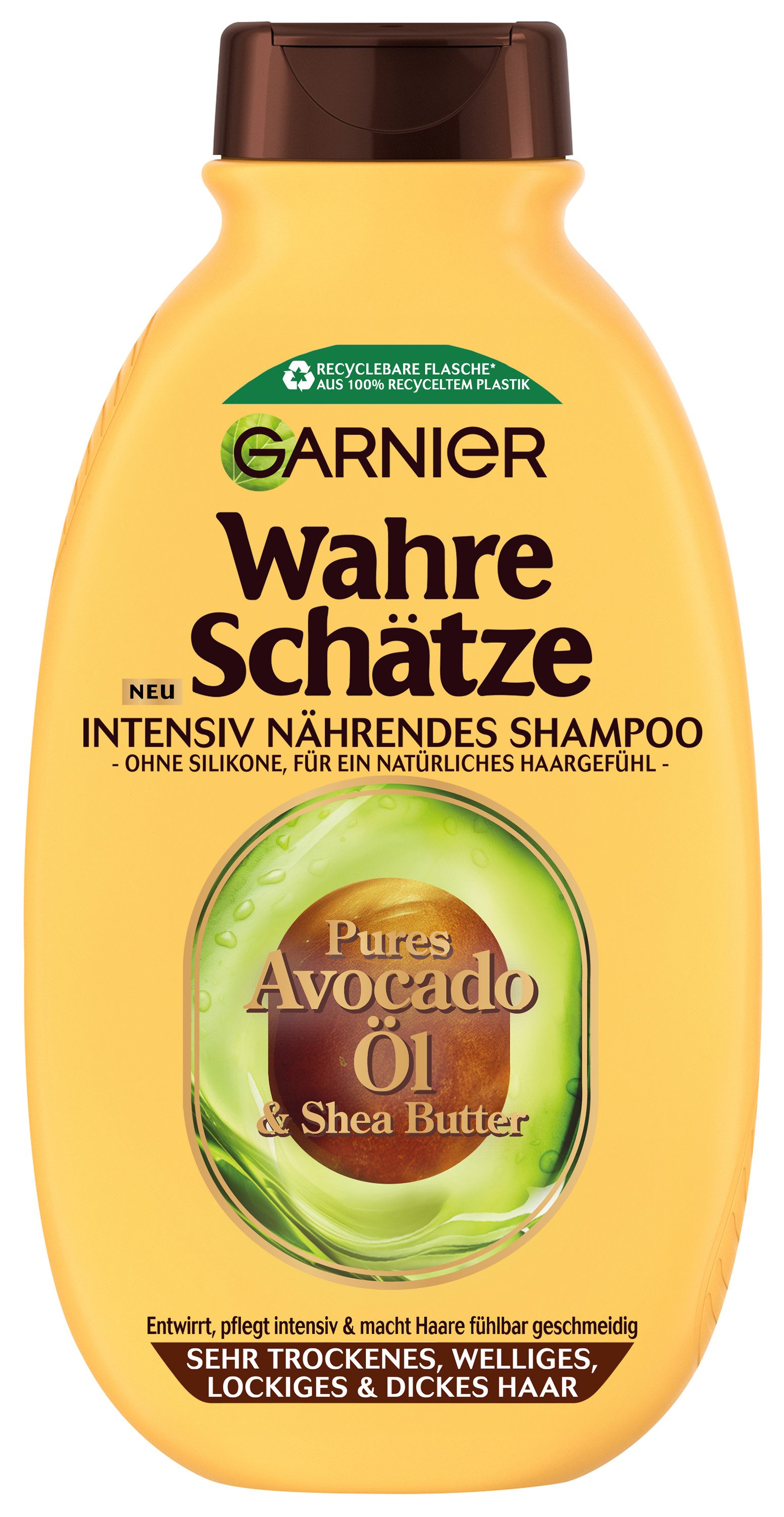 GARNIER Haarshampoo Garnier Wahre Schätze Intensiv Nährendes Shampoo Avocado-Öl, Packung, 6-tlg., für sehr trockenes, welliges, lockiges und dickes Haar, ohne Silikone