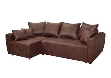 Massivmoebel24 Schlafsofa Ecksofa 247x145x87 braun KUBA