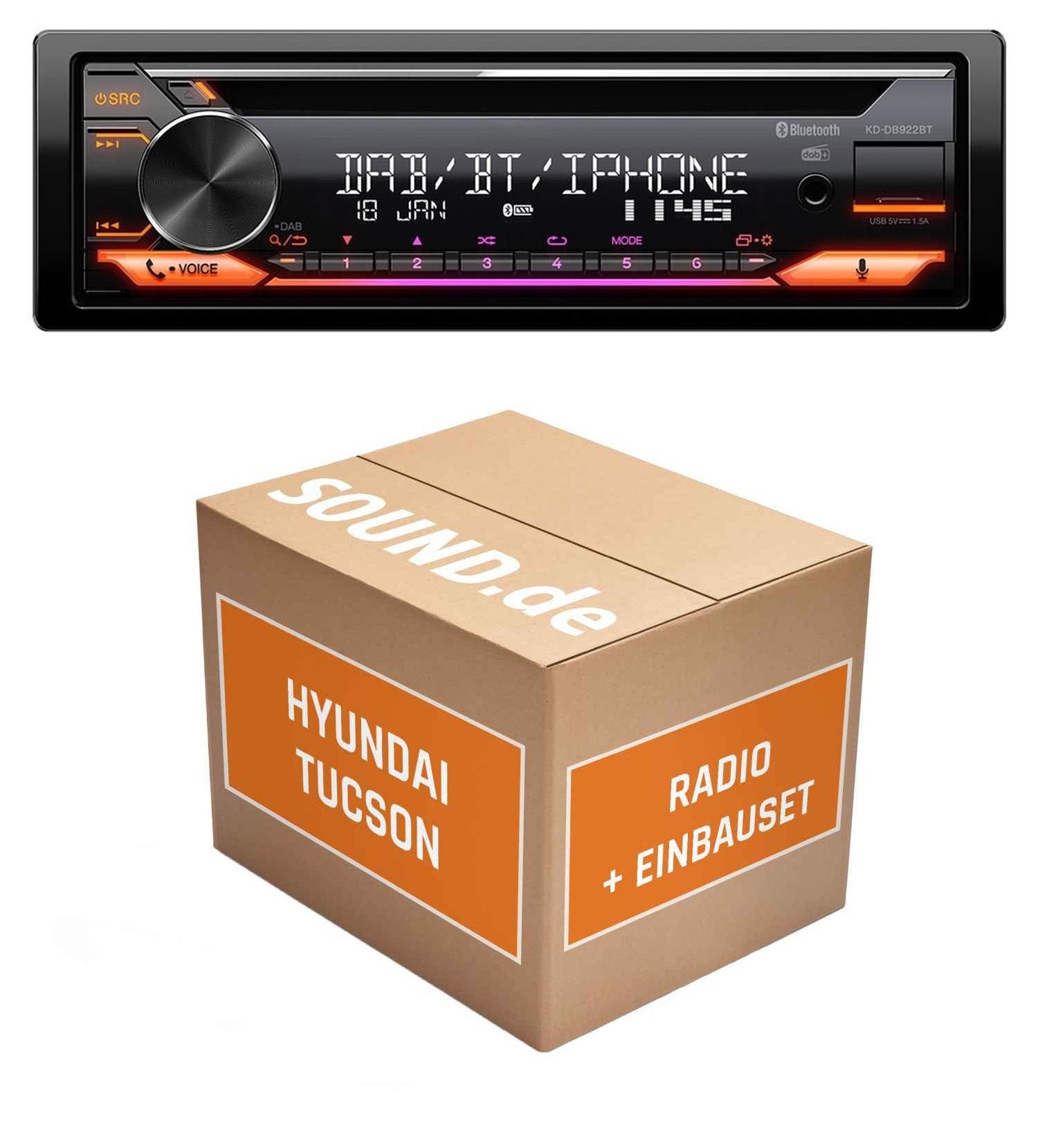 JUST SOUND best choice for caraudio Autoradio Einbauset JVC JVC KD-DB922BT Hyundai Tucson TL Silber Autoradio (RDS, AM/FM Radio, Animiertes Display, Freisprecheinrichtung, 1 DIN)