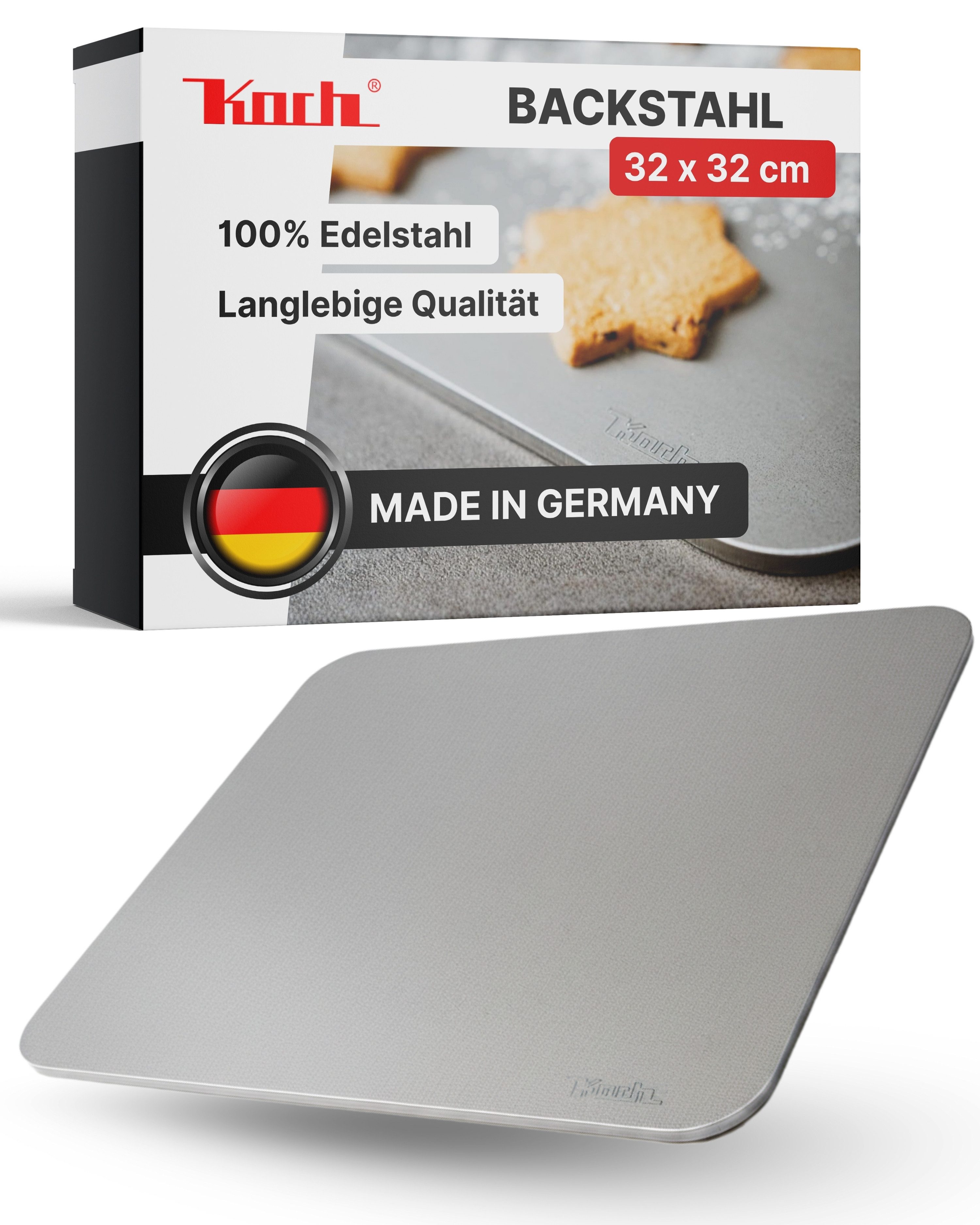Koch Backblech Backstahl eckig 32 cm x 32 cm Passend für viele Pizzaöfen