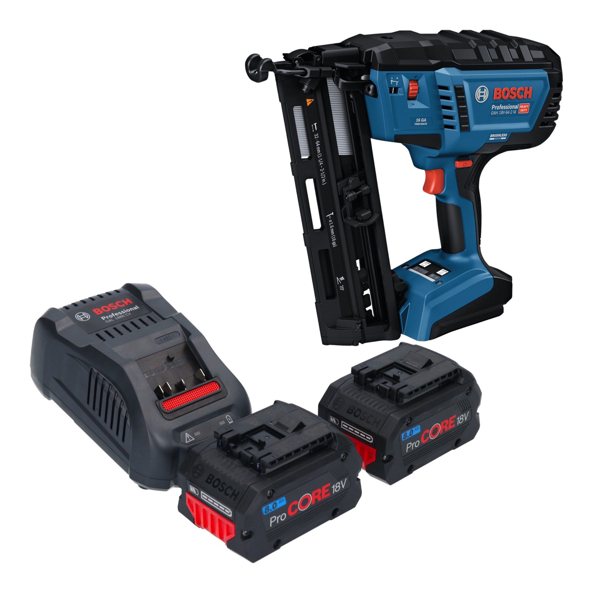 Bosch Professional Stauchkopfnagler GNH 18V-64-2 M Professional Akku Holznagler 18 V 1,6 x 32