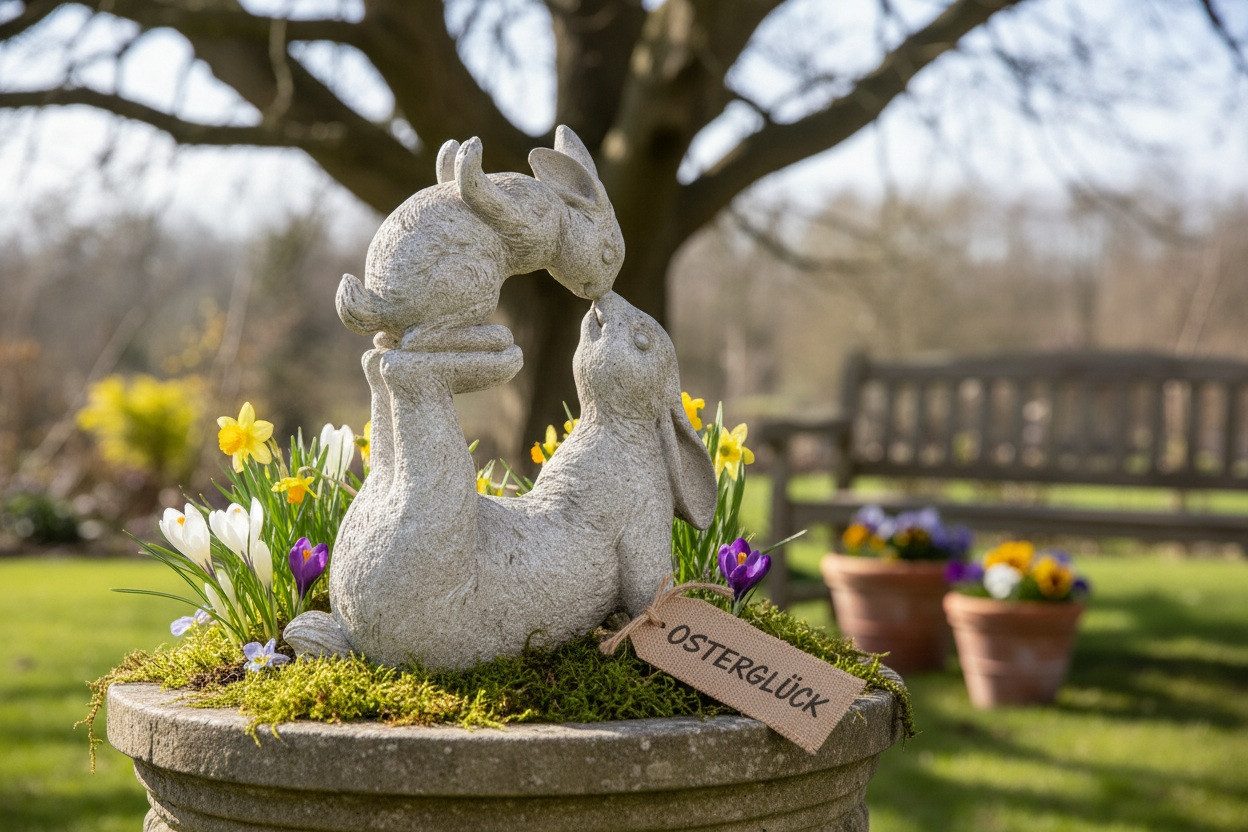 formano Dekofigur Hase mit Baby Stone-Weiss 30x37cm (1 St)