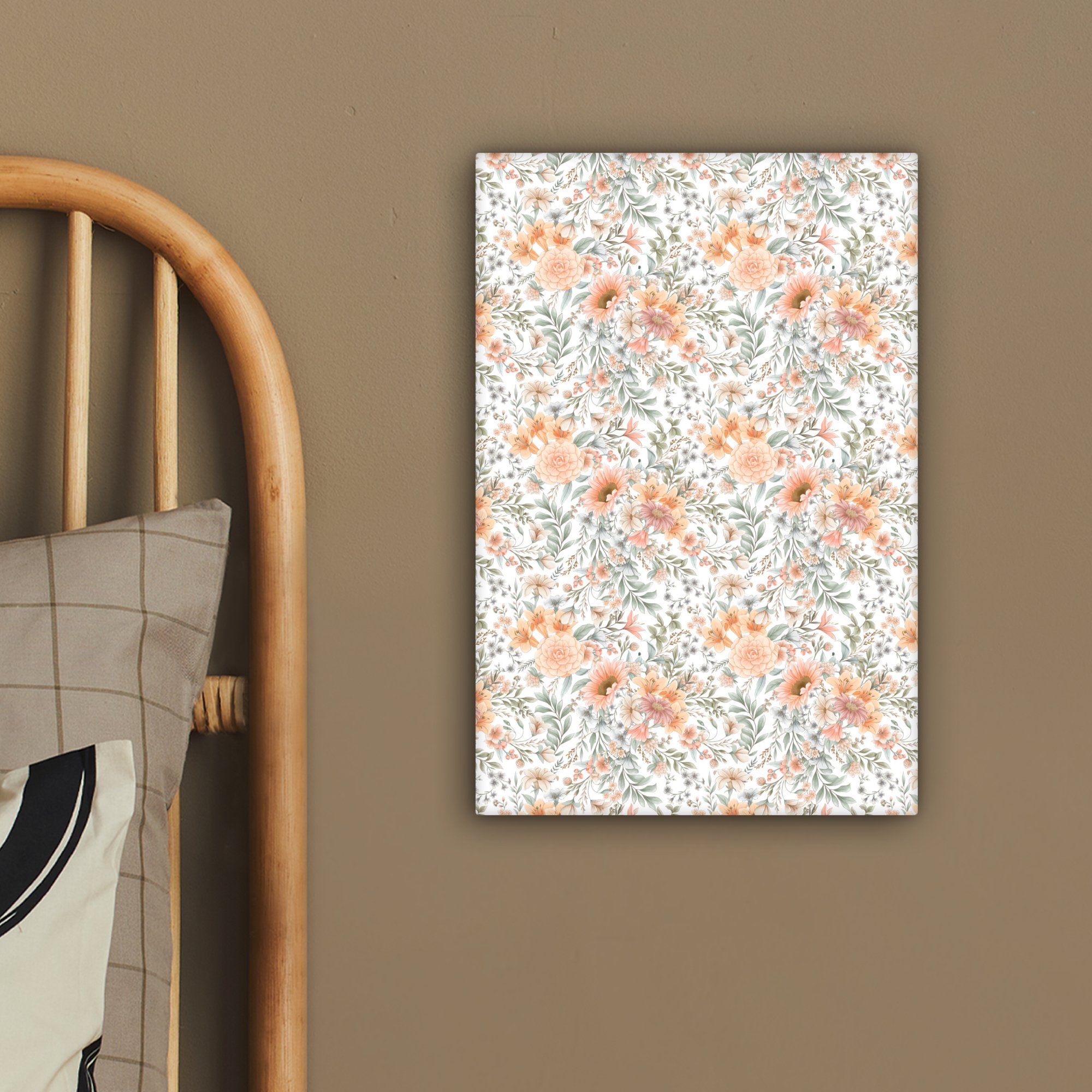 OneMillionCanvasses® Leinwandbild St), (1 Leinwandbild fertig Gemälde, Pastell, cm 20x30 bespannt Blumen - inkl. Muster - Zackenaufhänger