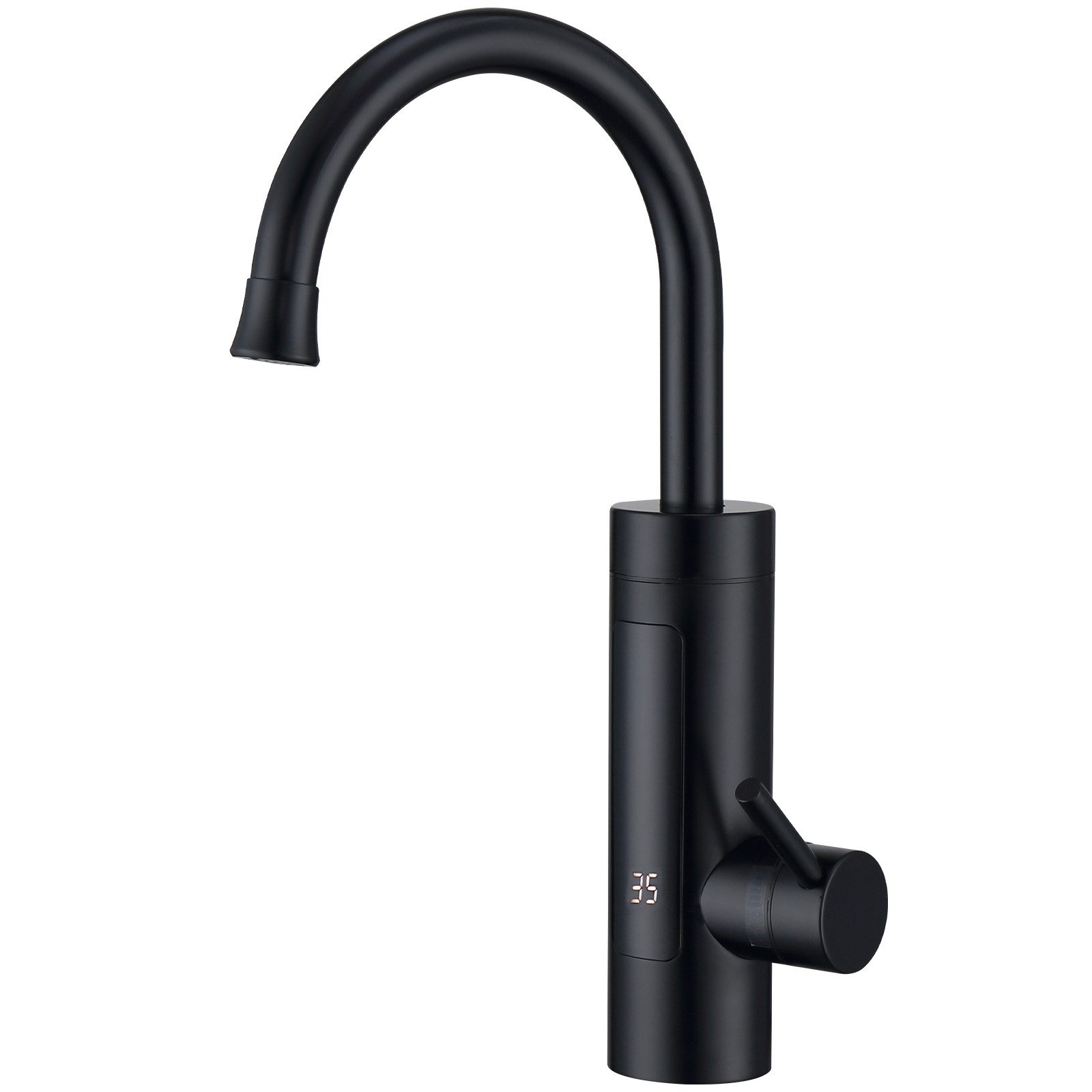 HOMELODY Küchenarmatur Elektrische Durchlauferhitzer, Smart Heater Wasserhahn 360° drehbar (Set) Wasserhahn Küche mit LED Temperaturanzeige, Schwarz