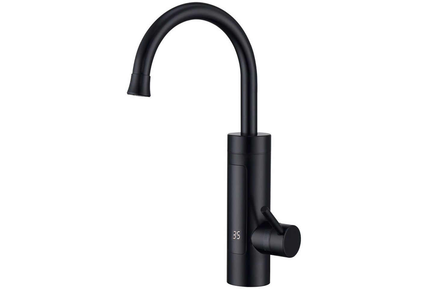 HOMELODY Küchenarmatur Elektrische Durchlauferhitzer, Smart Heater Wasserhahn 360° drehbar (Set) Wasserhahn Küche mit LED Temperaturanzeige, Schwarz