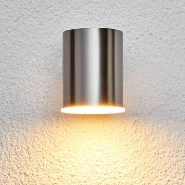 Lindby LED Außen-Wandleuchte Morena, LED-Leuchtmittel fest verbaut, warmweiß, Modern, Edelstahl, Kunststoff, edelstahl, 1 flammig, inkl.