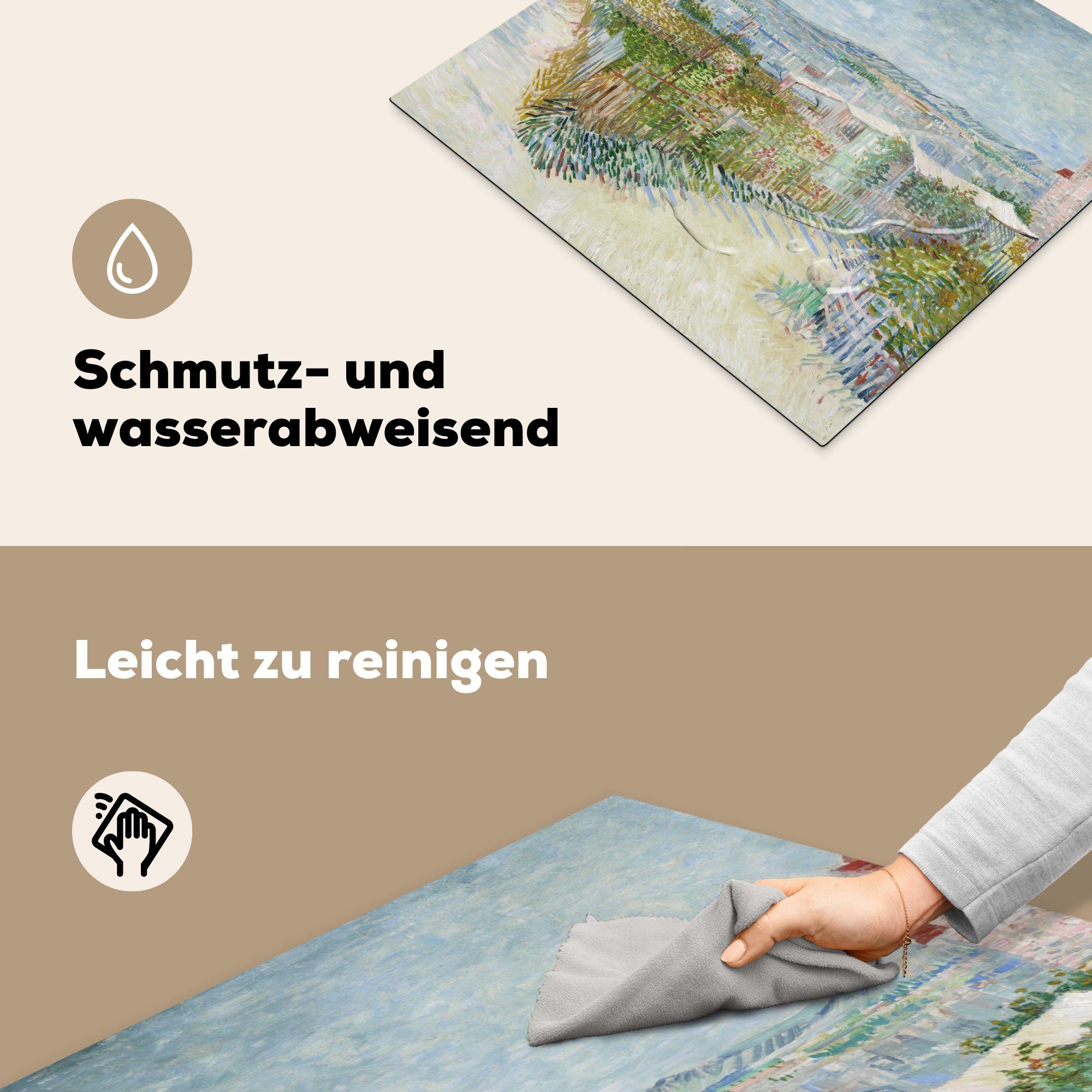 von Montmartre: Mühle Vinyl, Galette küche, Gogh, van für 59x52 MuchoWow Vincent cm, Induktionsmatte Herdblende-/Abdeckplatte hinter (1 der Ceranfeldabdeckung - tlg), die