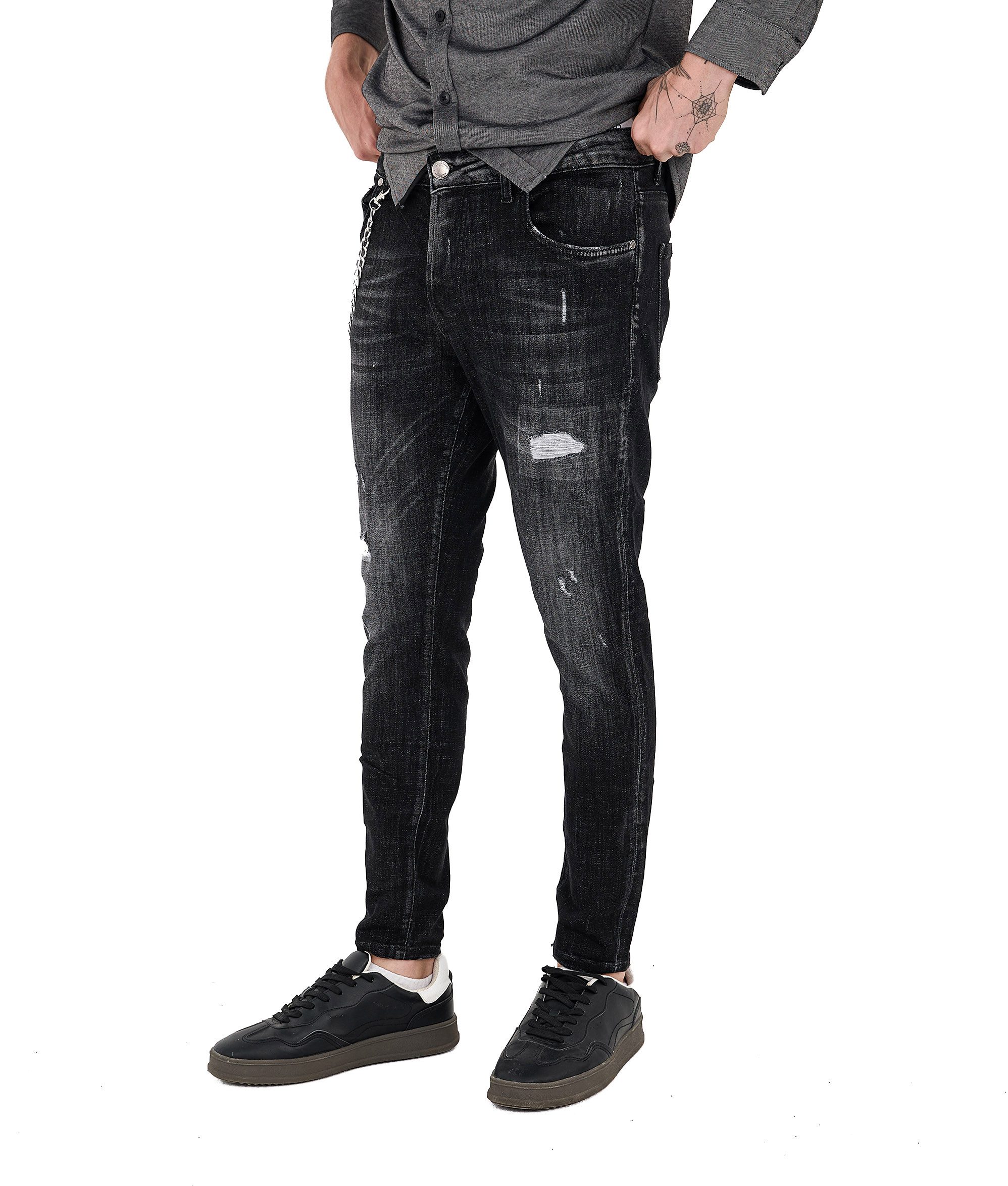 Denim Distriqt Skinny-fit-Jeans Destroyed Herren Jeans Skinny Fit Schwarz 1 günstig online kaufen