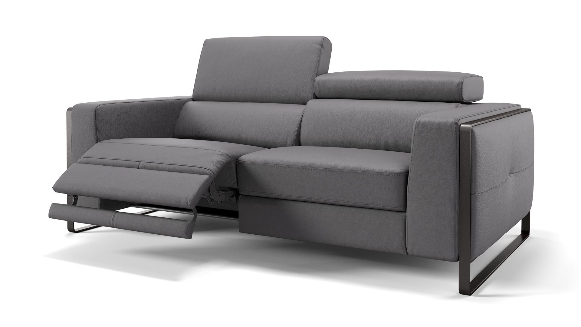 Sofanella 3-Sitzer Sofanella Dreisitzer MANZANO Ledercouch Funktionssofa Couch in Grau