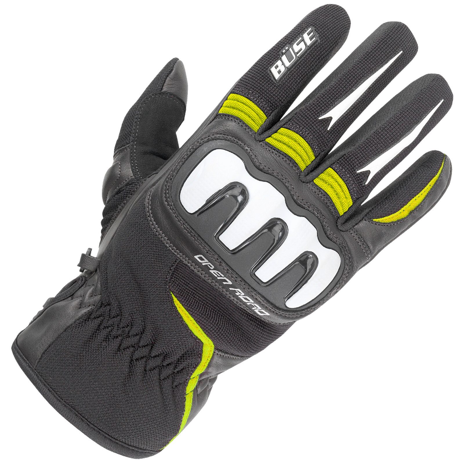 Büse Motorradhandschuhe Büse Open Road Sporthandschuhe schwarz / gelb Herren Rennsport Motorradhandschuh