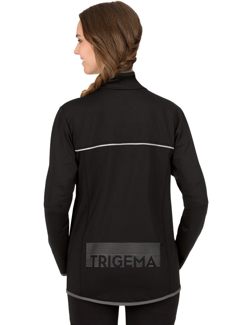 Trigema Trainingsjacke TRIGEMA Microfaser Sportjacke schwarz Praktische aus