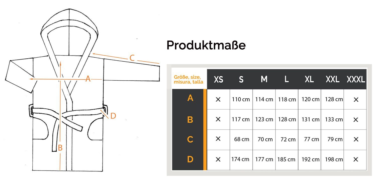 ZOLLNER Unisex-Bademantel, 100% Polyester, Kapuze, Gürtel, 100% Polyester, vom Hotelwäschespezalisten, S-XXL