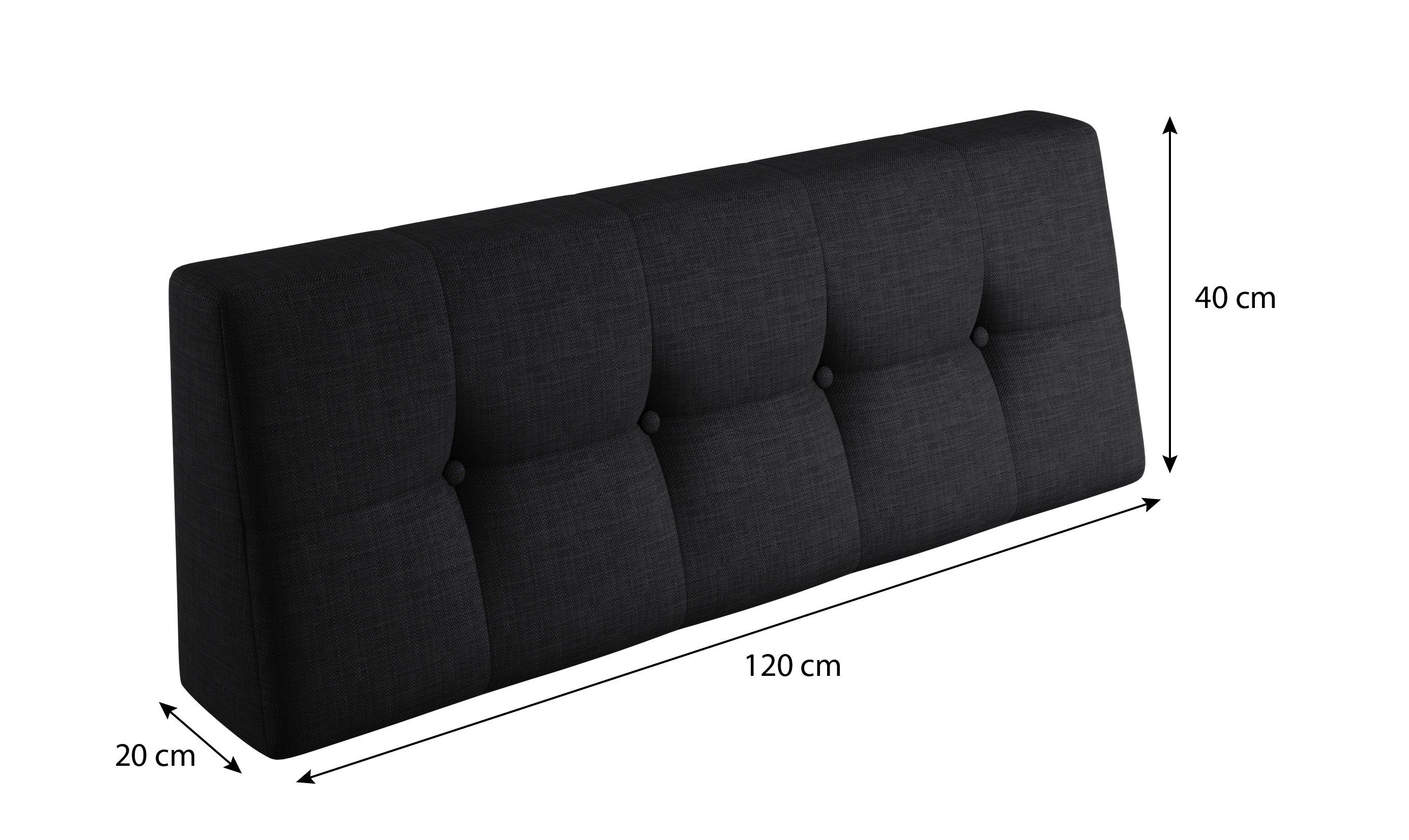 sunnypillow Rückenkissen Palettenkissen gesteppt Rückenkissen 120x40x20/10cm, Schwarz