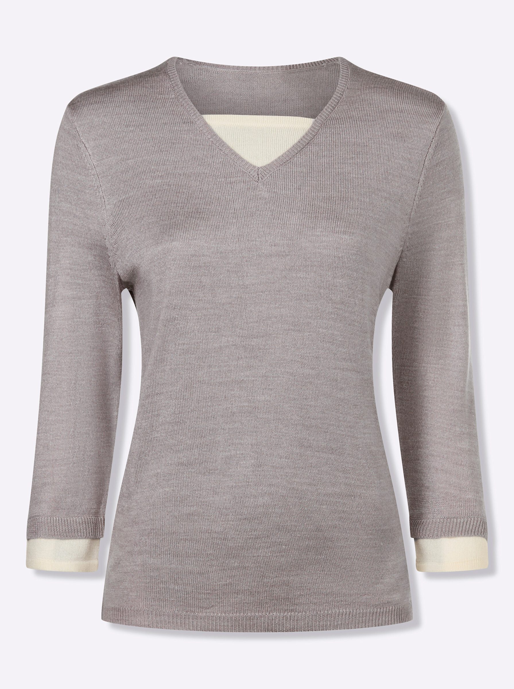 Sieh an! Strickpullover 2-in-1-Pullover 3/4-Arm Jersey