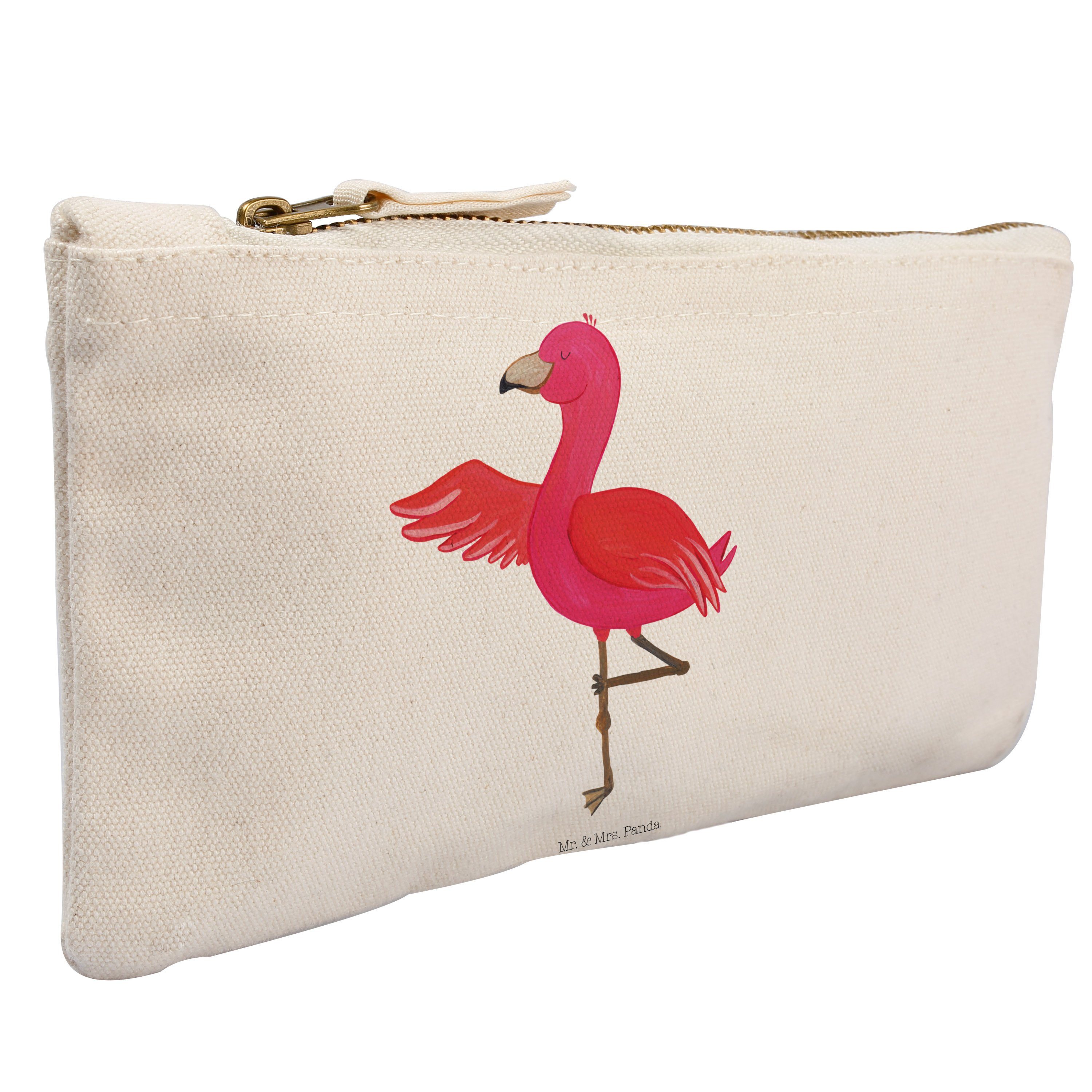 Flamingo (1-tlg) Mrs. & Yoga Geschenk, - Weiß Mr. Federmappe, Schminkt Kosmetiktasche, Kosmetiktasche - Panda
