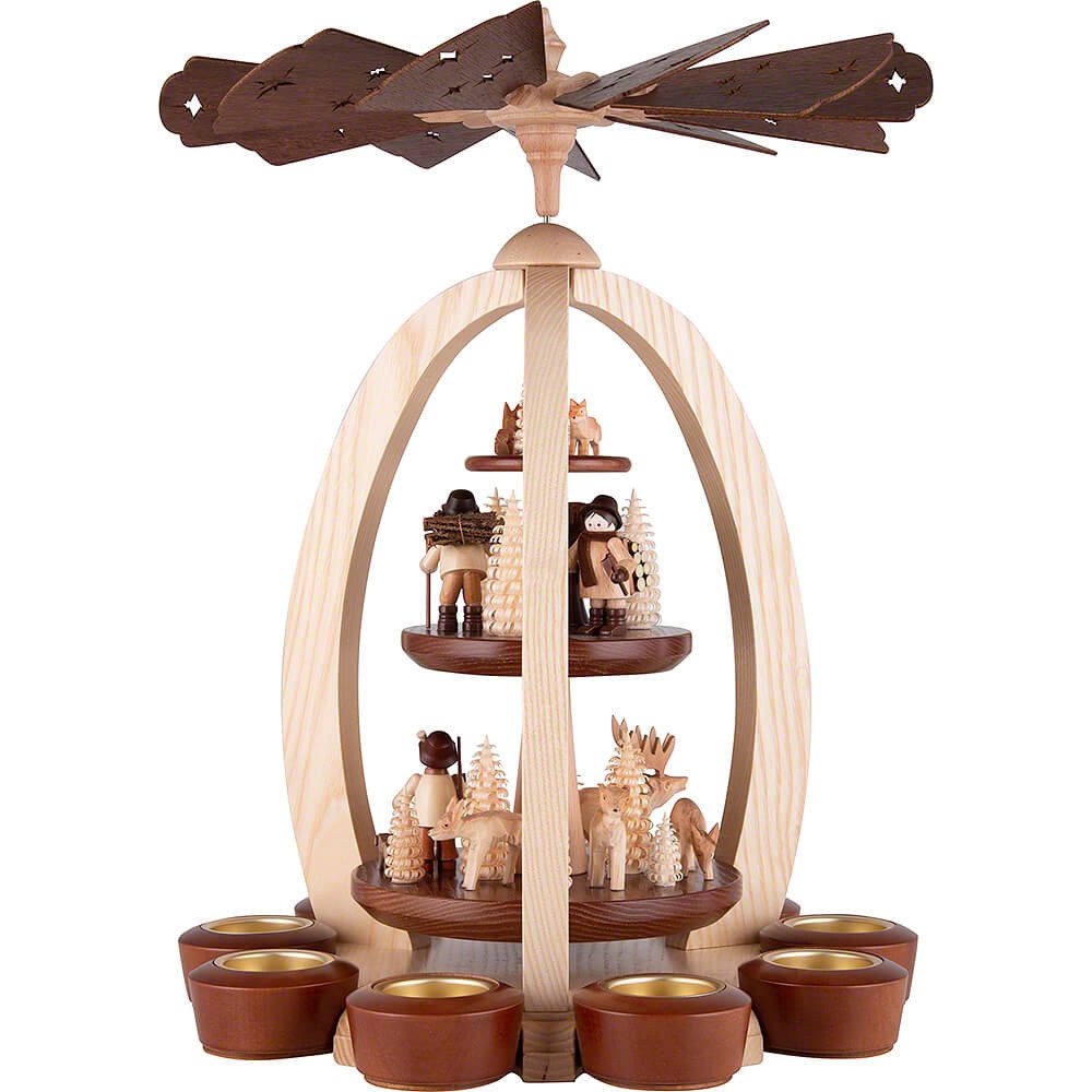 Erzgebirge-Palast Weihnachtspyramide 3-stöckige Pyramide Im Wald - Exklusiv (44cm) von Erzgebirge-Palast