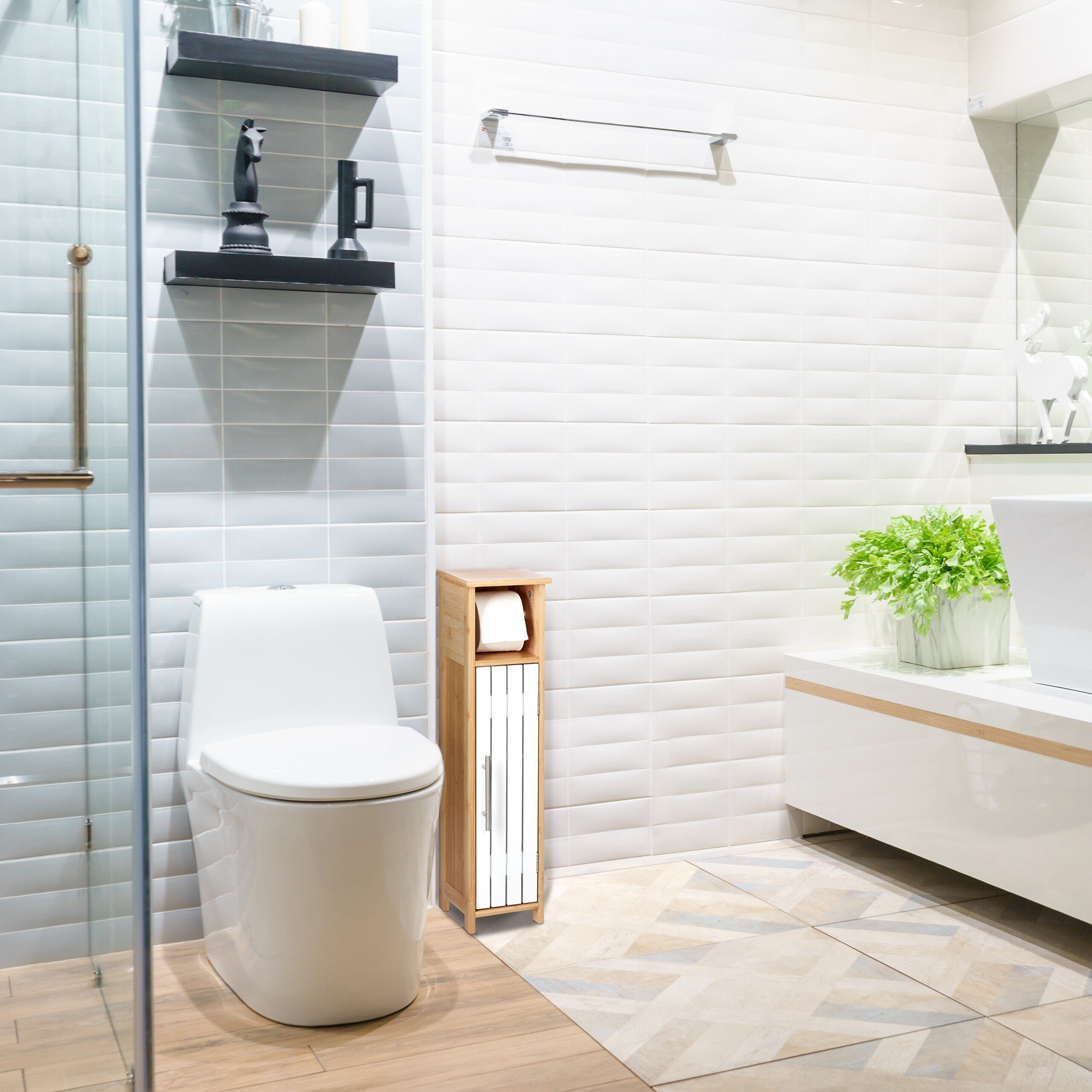relaxdays Toilettenpapierhalter stehend Holzoptik günstig online kaufen