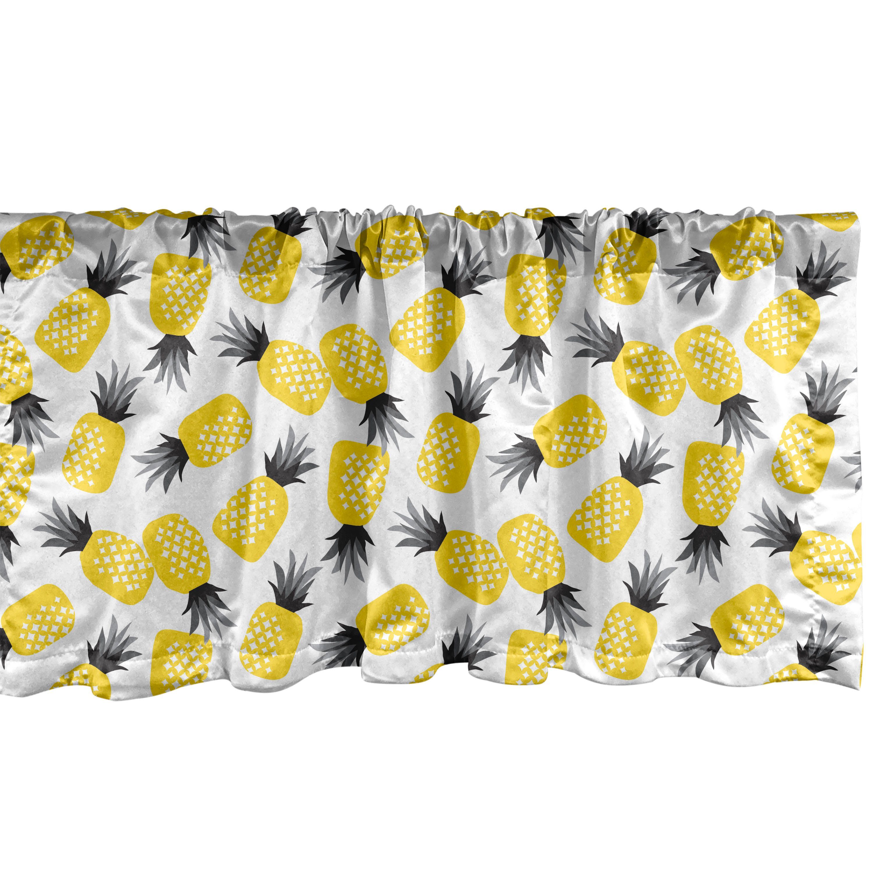 Scheibengardine Vorhang Dekor Zusammenfassung Ananas Küche Motiv mit für Microfaser, Schlafzimmer Abakuhaus, Volant Sommer Stangentasche