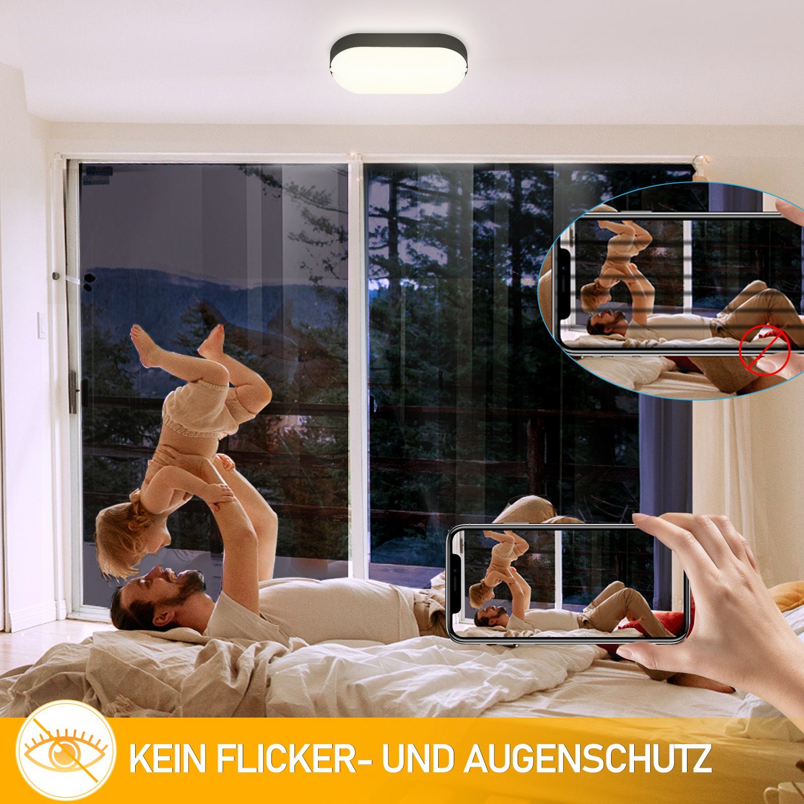 Clanmacy LED Wandleuchte 2-10X LED Feuchtraumleuchte Wasserdicht Deckenleuchten IP54 4000K, Tageslichtweiß