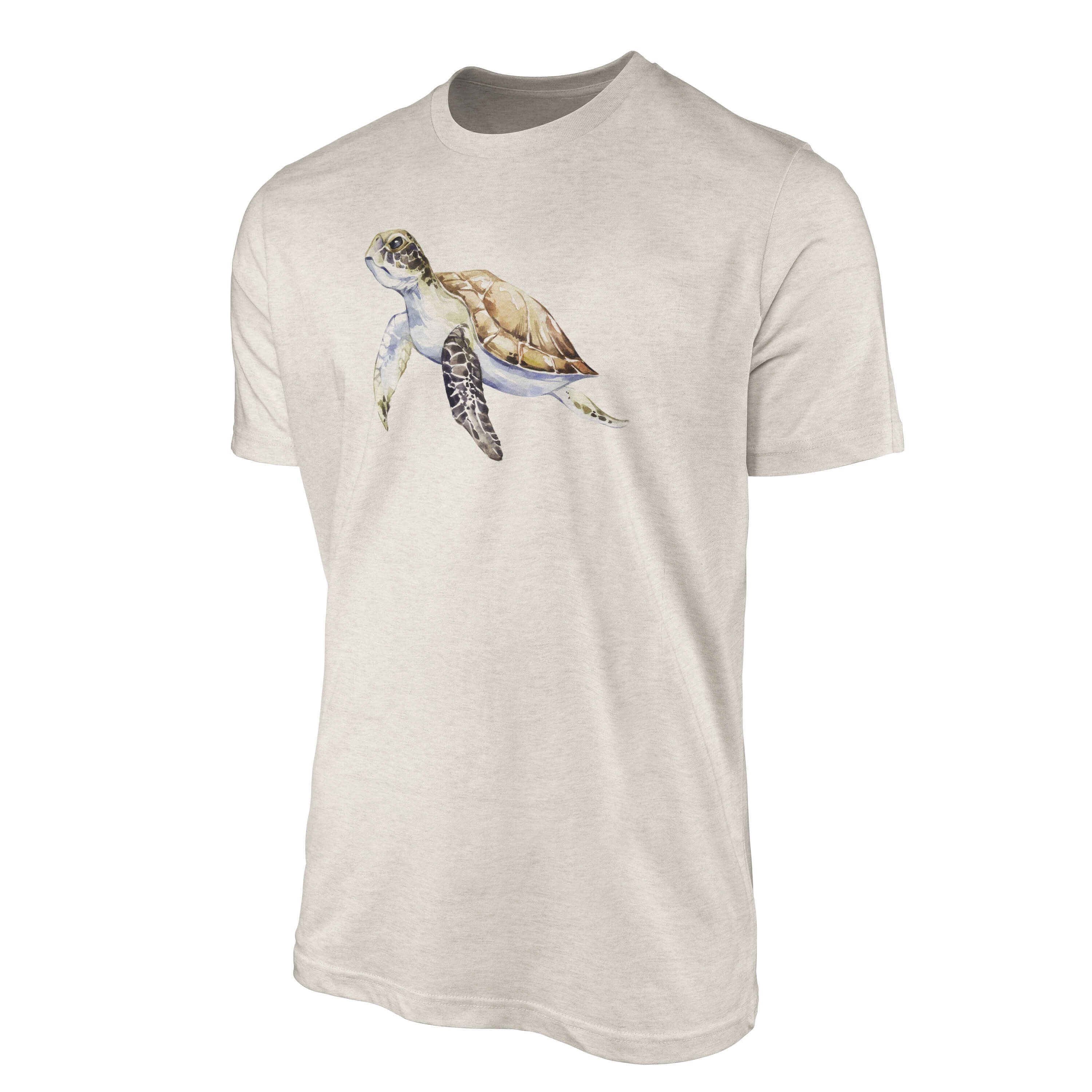 100% (1-tlg) gekämmte Wasserfarben Bio-Baumwolle Art Shirt Motiv Herren Nachhaltig Ök T-Shirt Sinus Meeresschildkröte T-Shirt
