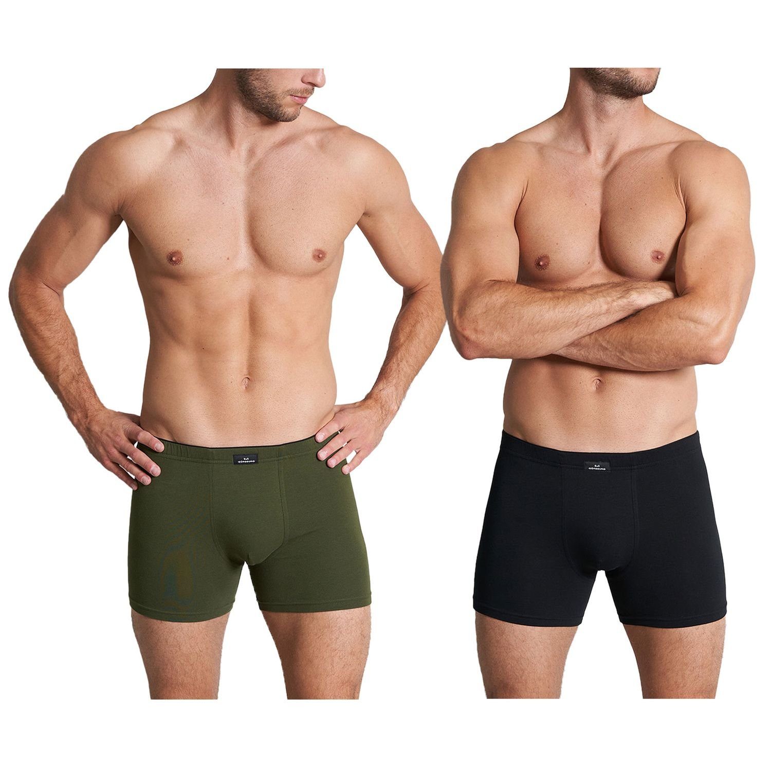 anschmiegsam, Pack Dunkelgrün im mit längerem elastisch, Boxershorts (2-St) GÖTZBURG Bein, 2er X-Lastic