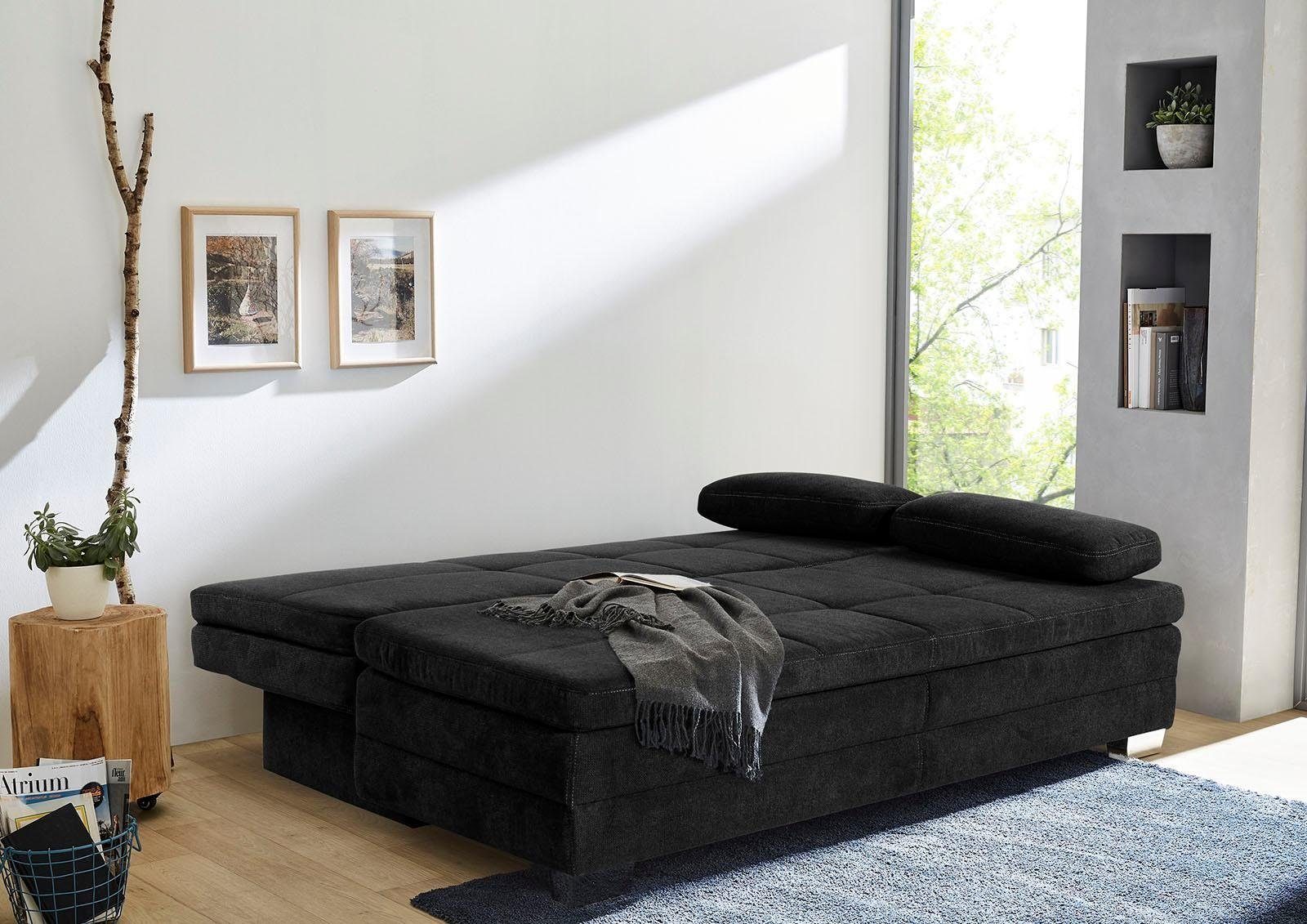 Jockenhöfer Gruppe Schlafsofa Lincoln, B: 203 cm, Liegefl. 160x203 cm, Dauerschläfer, mit Schlaffunktion, Bettkasten, Kaltschaumtopper & 2 Zierkissen