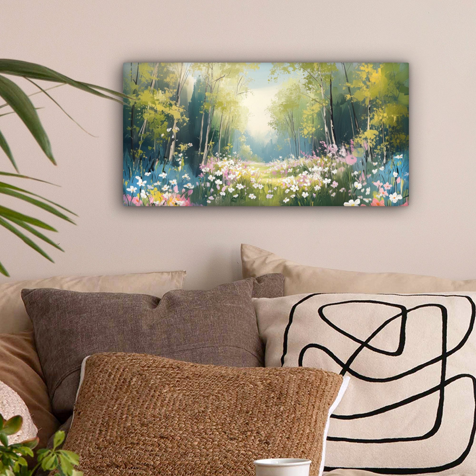OneMillionCanvasses® Leinwandbild Panorama Wald - Malerei günstig online kaufen