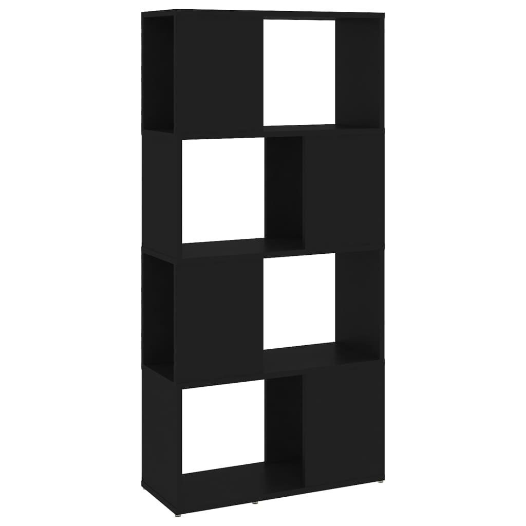Schwarz 60x24x124,5 Holzwerkstoff furnicato Raumteiler cm Bücherregal